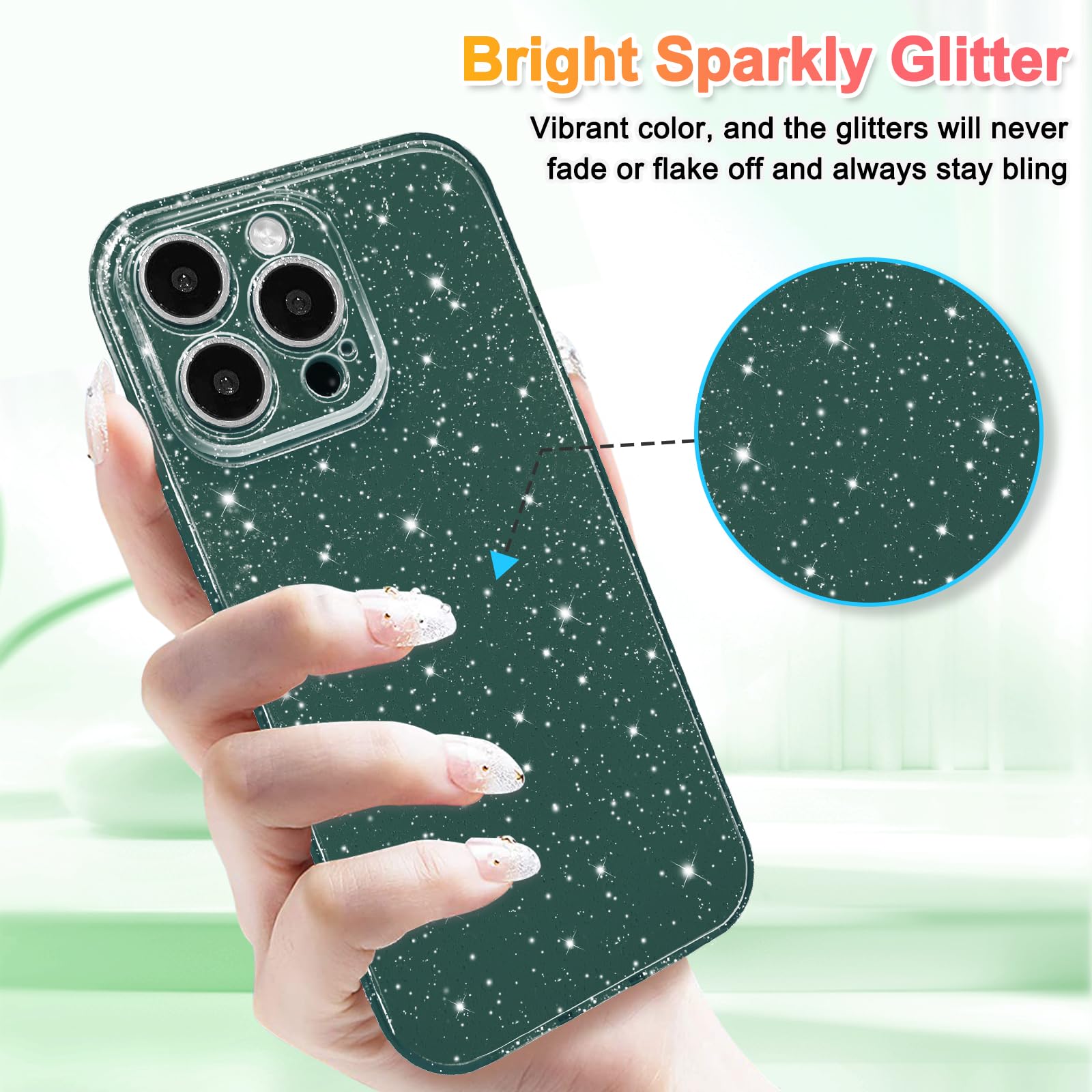 Hython Case For Iphone 12 Pro Case Glitter Cute Sparkly Shiny Bling Sparkle Phone Cases 6.1, Thin Slim Fit Soft Tpu Bumper Shock