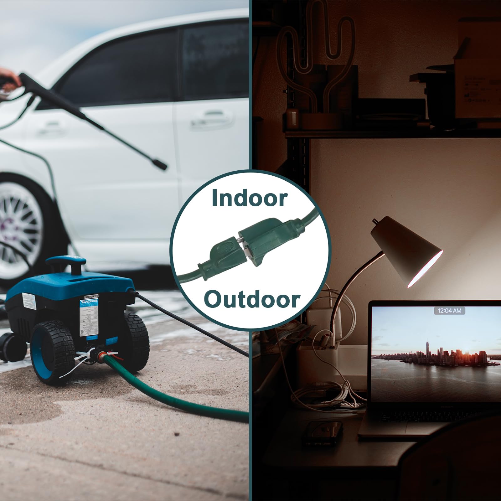 15 Ft 16/3 Indoor Outdoor Extension Cord Waterproof   16 Gauge 3 Prong Electric Cord, Sjtw, 13A 1625W 125V, Safe Extension Wire