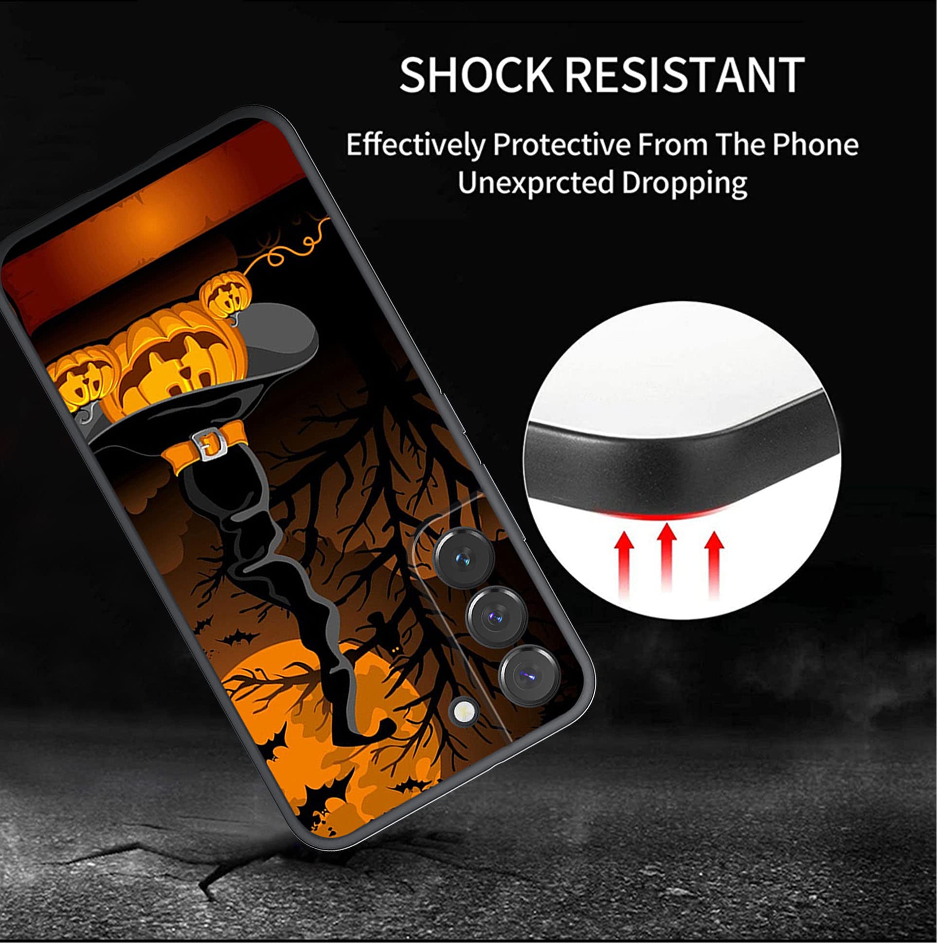 Vuttoo For Samsung Galaxy S21 Fe Case   Halloween Pumpkins Witch Hat Pattern Phone Case   Camera Crash Protection   Tpu Shock Ab