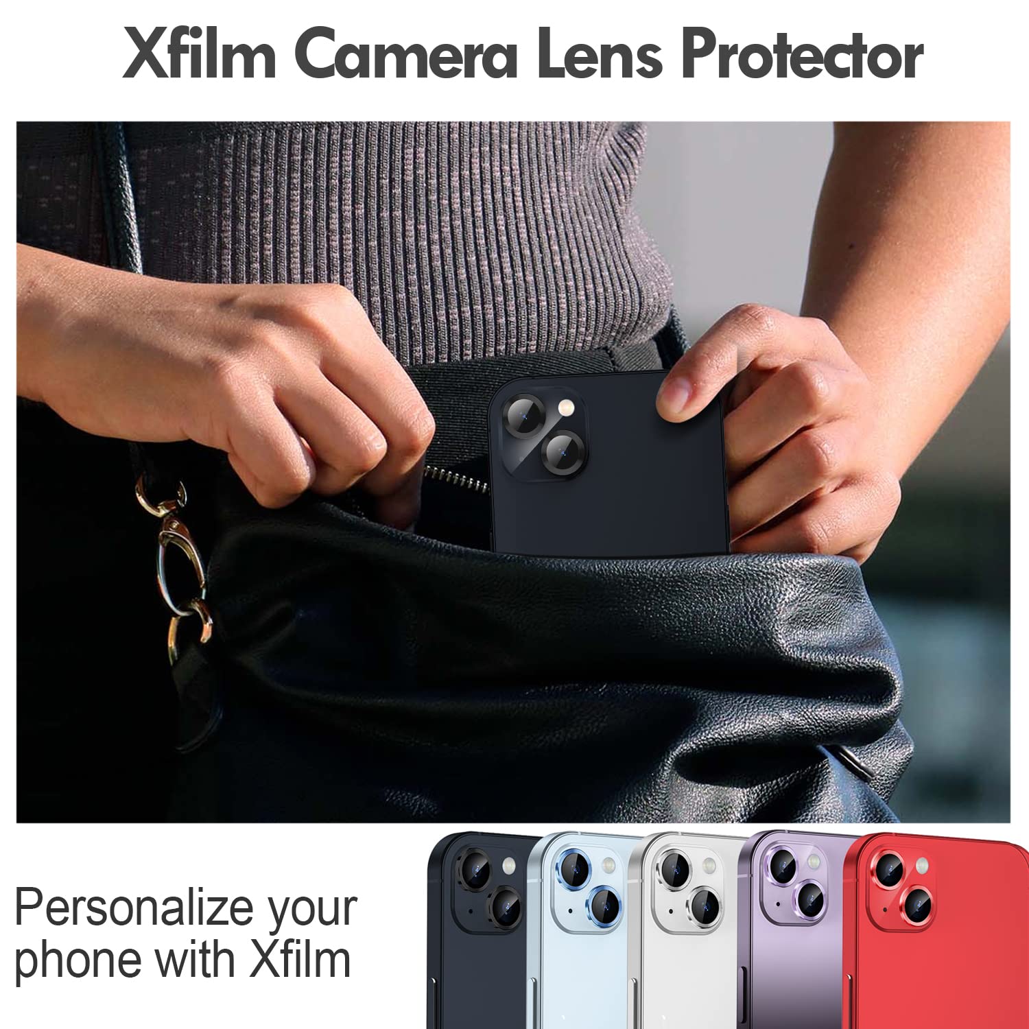 Xfilm Camera Lens Protector For Iphone 14 / Iphone 14 Plus, Strong Adsorption 9H Hardness Tempered Glass Camera Screen Protector