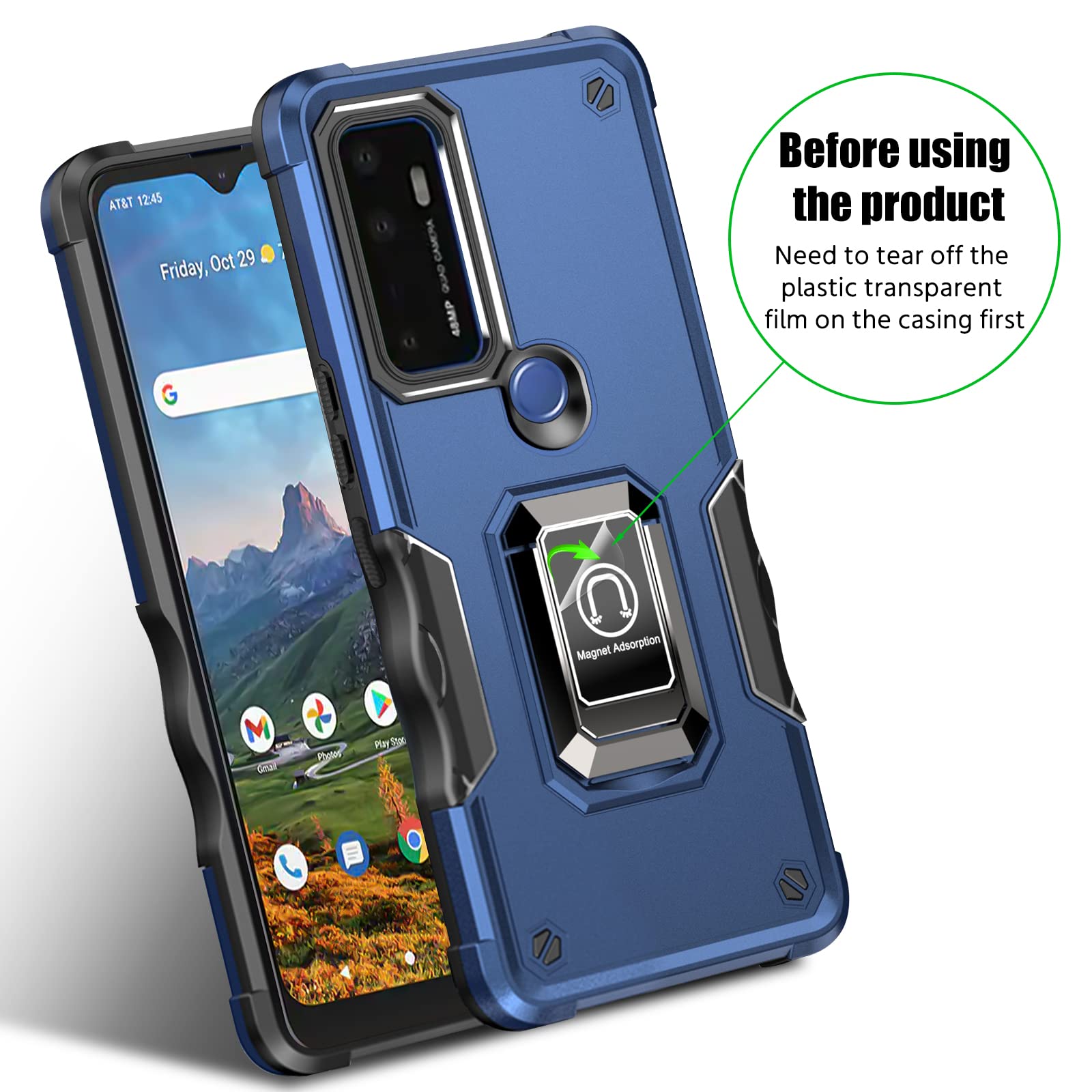 Lokyoo For Cricket Dream 5G/ At&T Radiant Max 5G/ Cricket Innovate 5G Case, With [2 Pcs] Tempered Glass Screen Protector, Milita