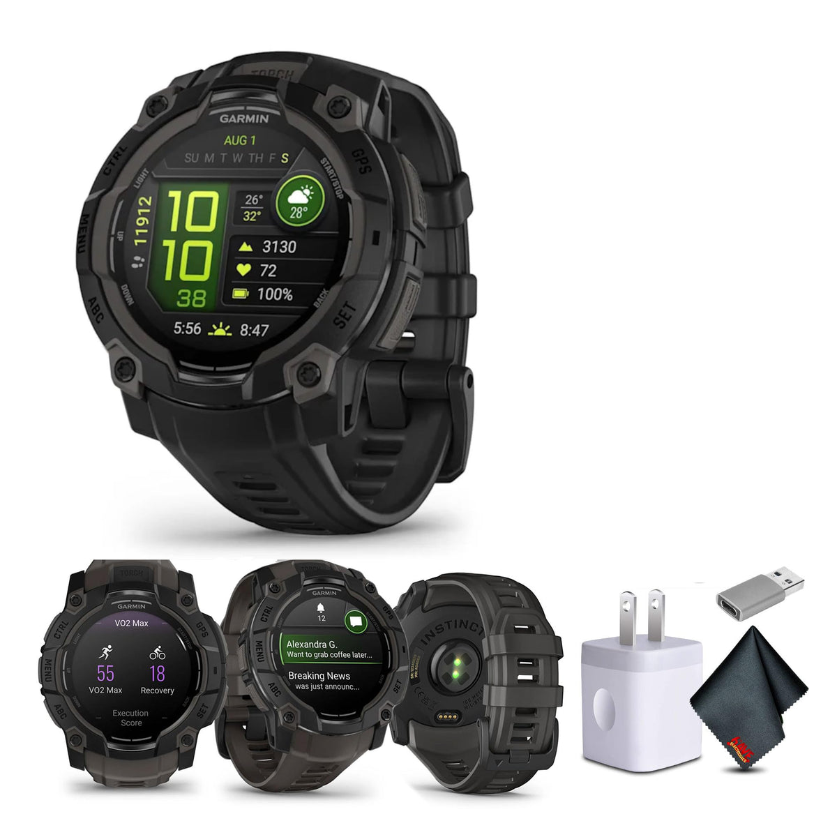 Garmin Instinct 3 45Mm, Amoled, Outdoor Gps Smartwatch, 24/7 Fitness And Tactical Smart Watch, 18 Days Of Battery Life, Built-In