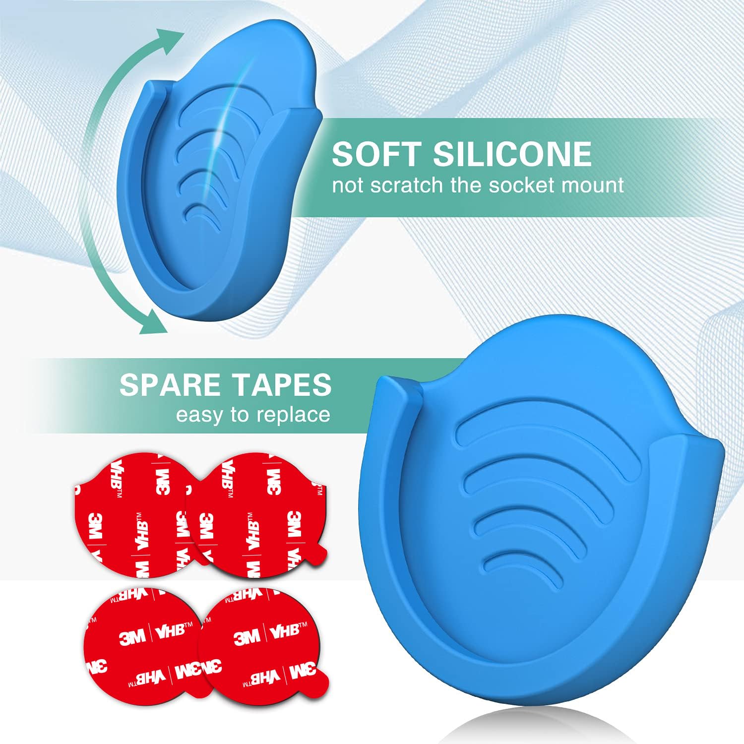 Pop-Tech Phone Grip For Socket Holder, 2 Pack Silicone Car Phone Mount Adhesive For Collapsible Grip & Stand With 3M Adhesive Re