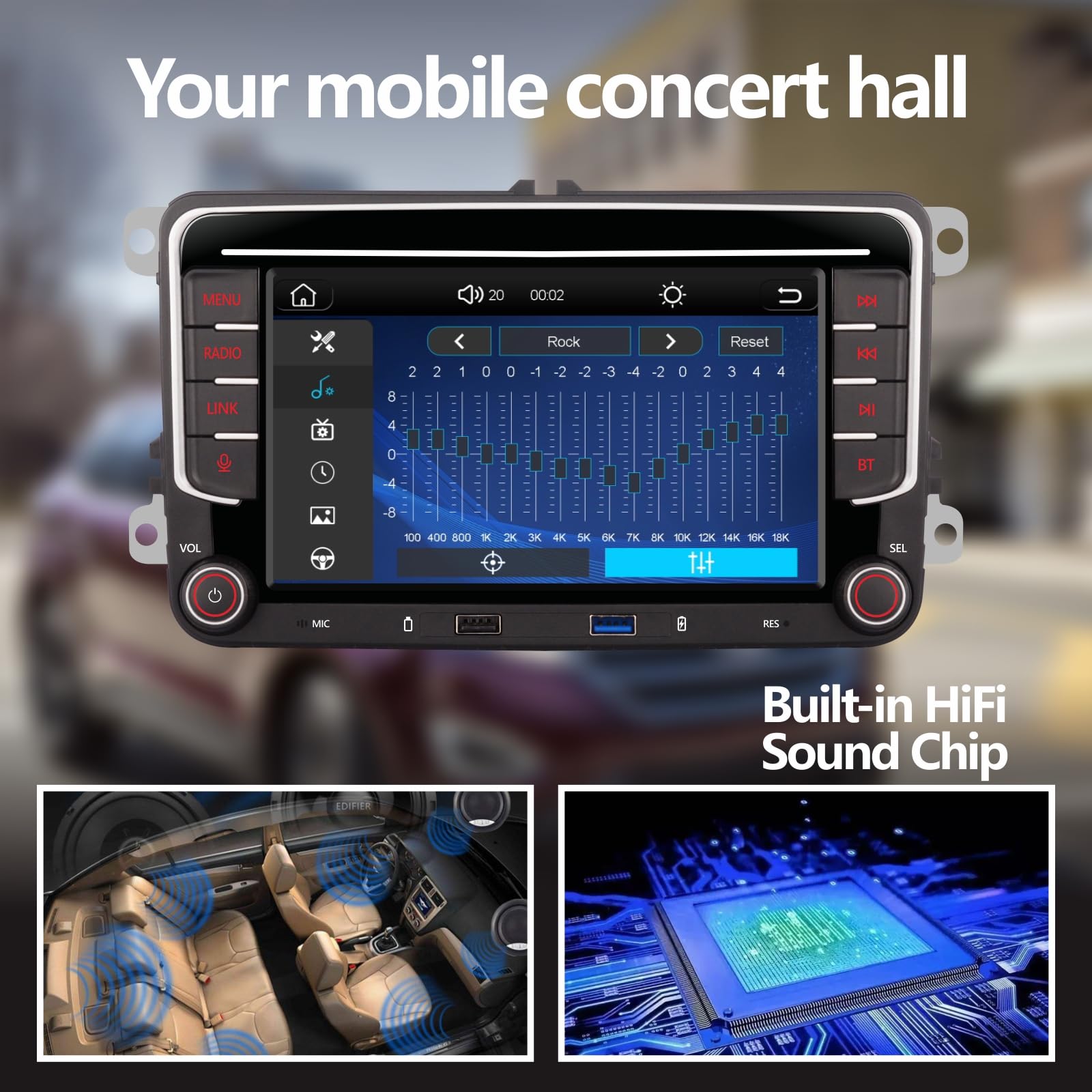 [Upgrade] Yzkong Car Stereo Compatible For Vw Passat Golf Mk5 Jetta Caddy Eos Tiguan With Wireless Carplay Android Auto Ips Touc