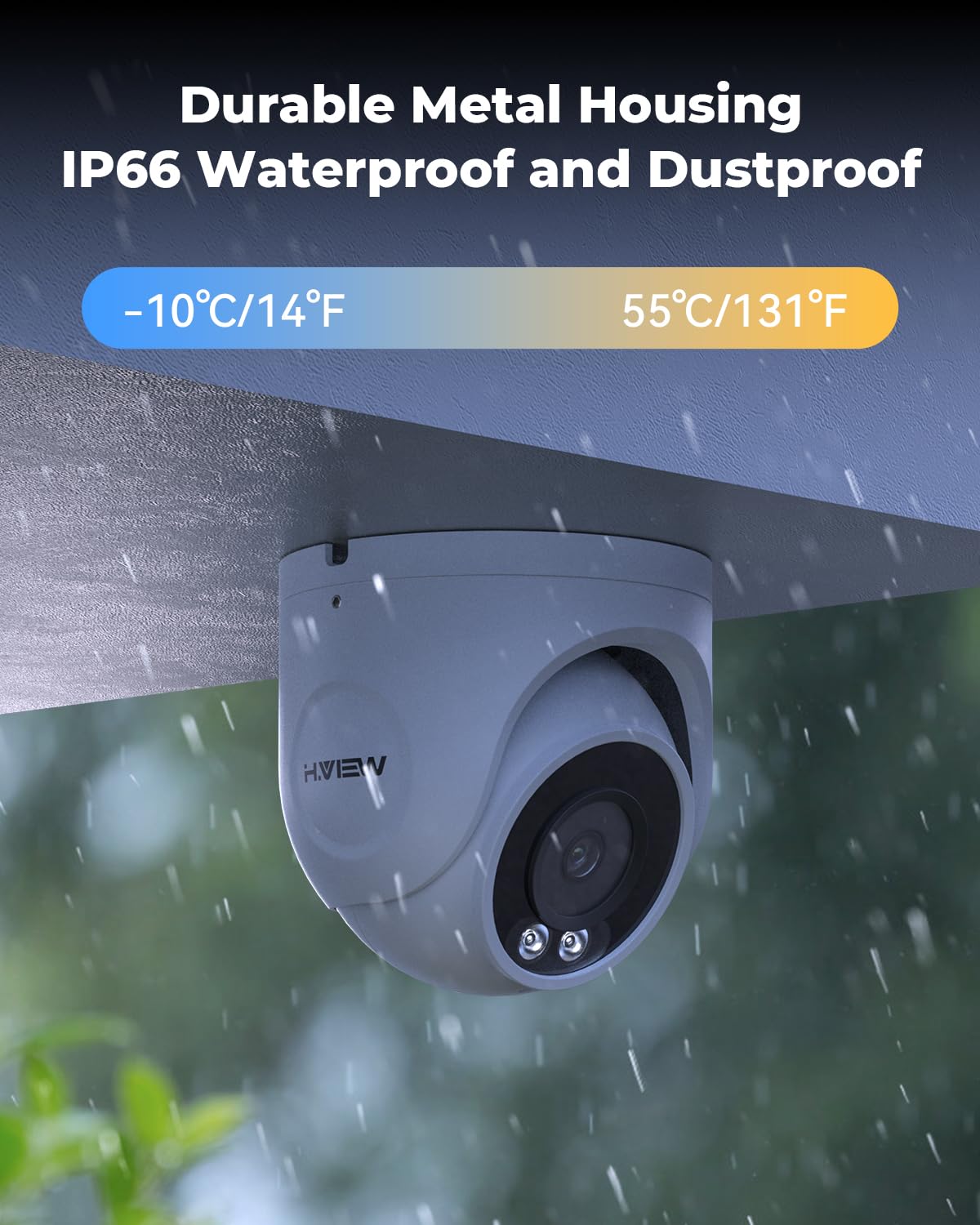 H.View 8 Channels 4K Home Security Camera System, 4Tb Hdd Preinstalled, 8Pcs Outdoor 8Mp Poe Dome Camera, Trigger Color Night Vi