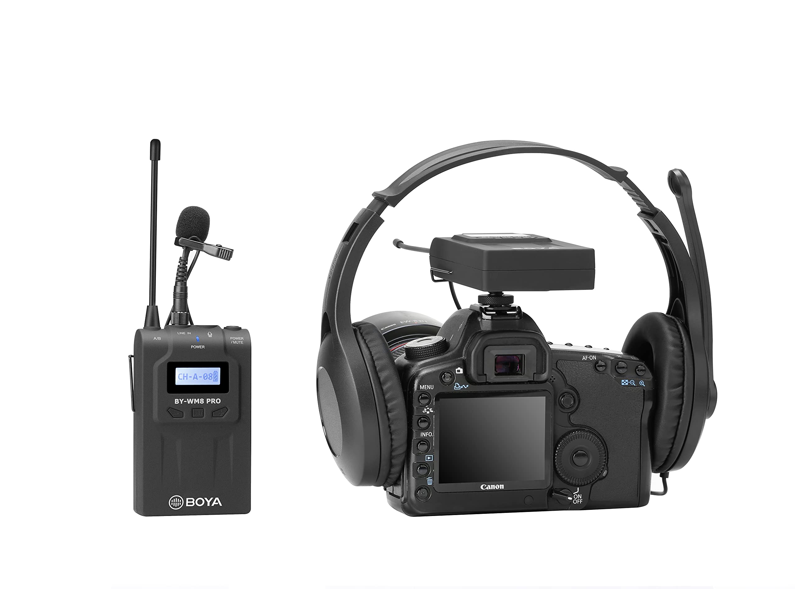 Boya By-Wm8Pro-K1 Professional 48-Channel Uhf Wireless Lavalier Microphone System With Dual-Channel Receiver For Dlsr, Mirrorles