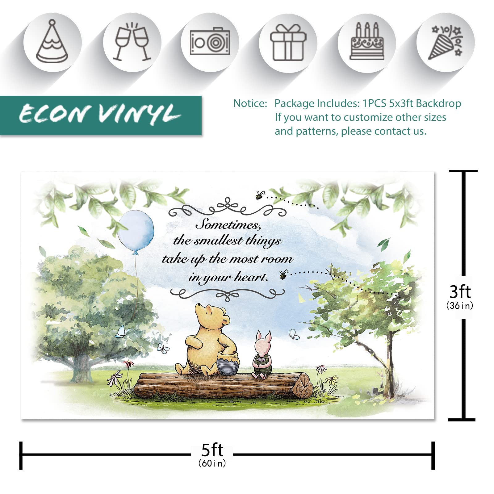 5X3Ft Classic Bear Baby Shower Backdrop Party Decorations Supplies For Boys Newborn Kids Blue Balloon And Friends Birthday Cake