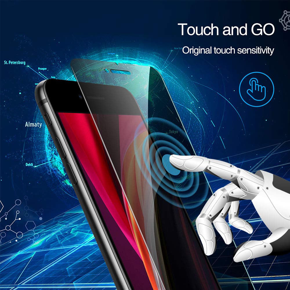 Sorlnern Privacy Screen Protector for iPhone SE 2nd/3rd Gen, 7/8, Anti-Spy Tempered Glass, Easy Installation, Black, 4.7