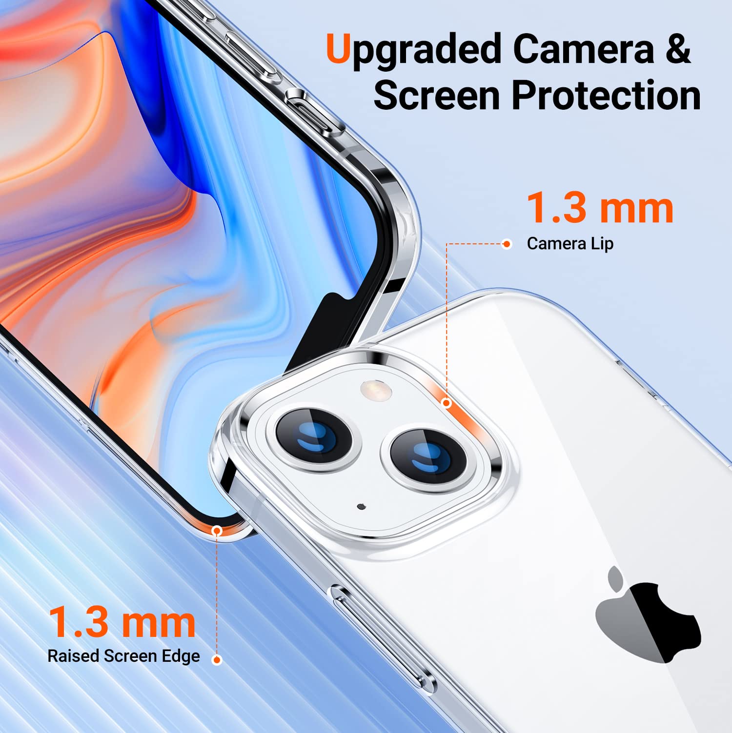 Torras Iphone 13 Case Clear, Blooming Original Beauty [Upgraded Military Drop Protection] Phone Cases Soft Tpu Ultra Thin Slim S