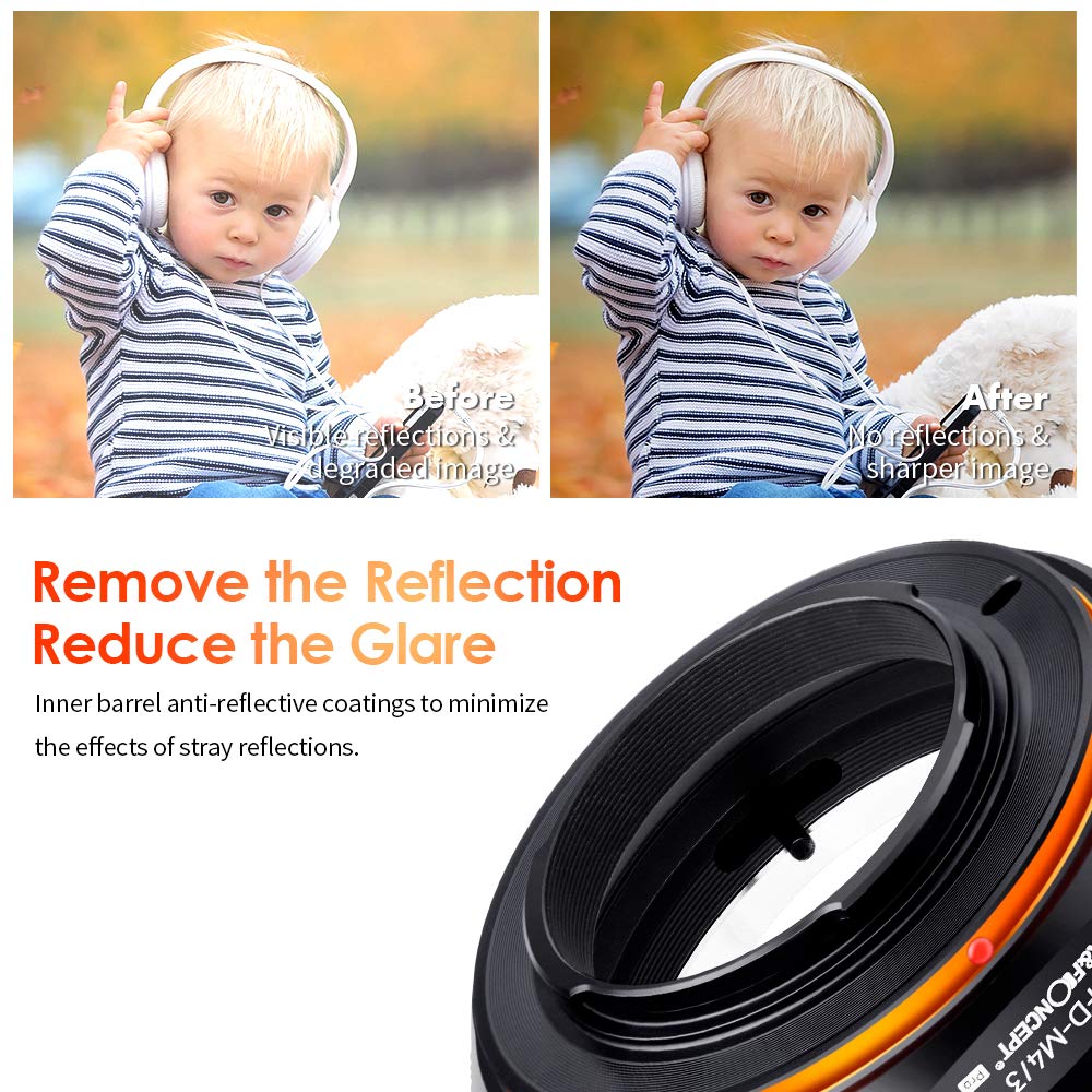 K&F Concept Fd To M4/3 Lens Mount Adapter Ring Compatible For Canon Fd Lens To Micro Four Thirds M43 Olympus Pen And Panasonic Lumix Cameras With Matting Varnish Design