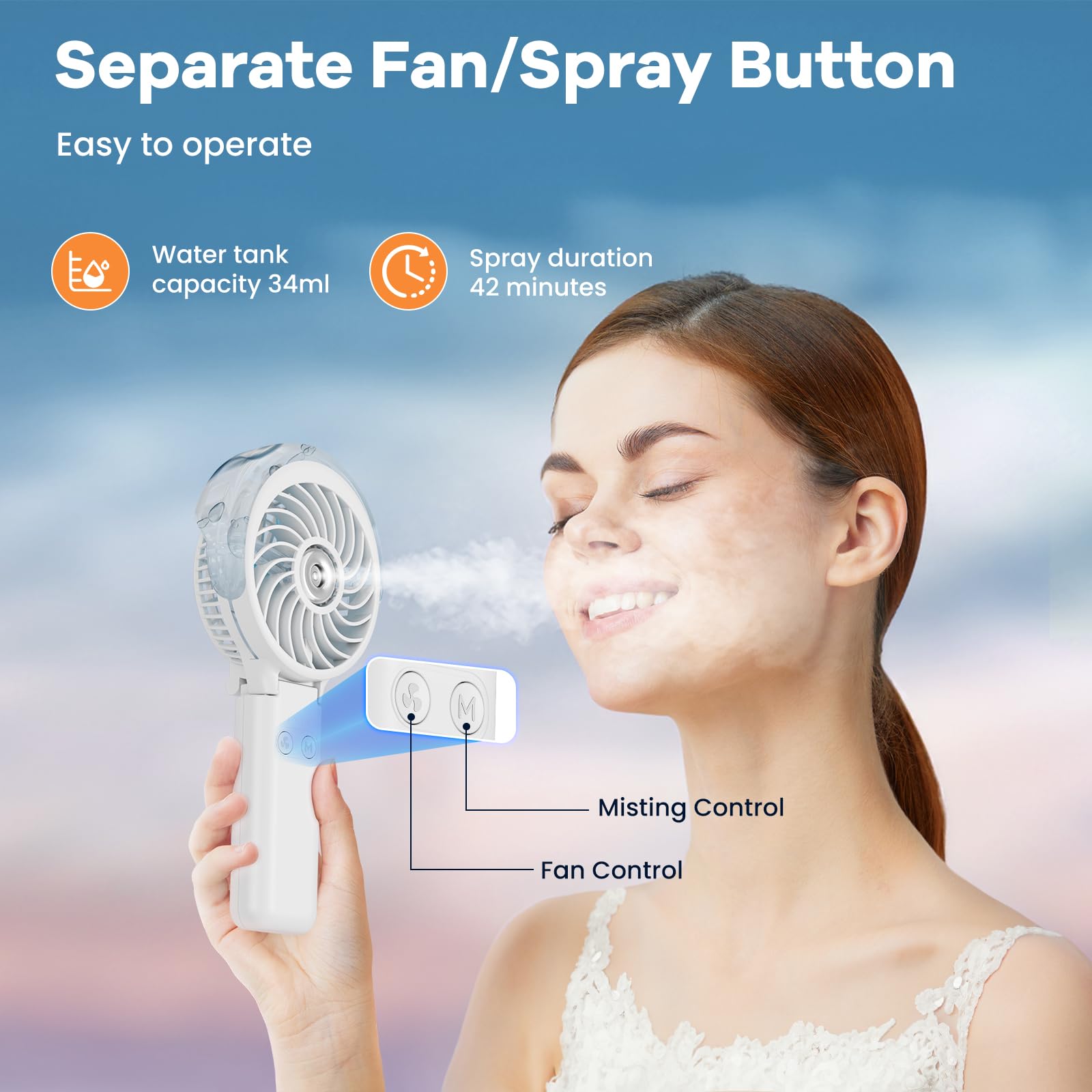 Handfan 5200Mah Portable Handheld Misting Fan With Charger, Rechargeable Personal Mister Fan, Battery Operated Spray Water Mist