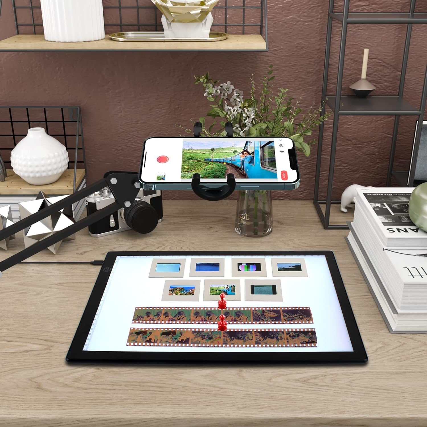 Tcnewcl Slide Viewer Magnetic Light Box For Photo Slide And Film Negative Scanning, Ultra-Thin Illuminated Board Panel For Tatto