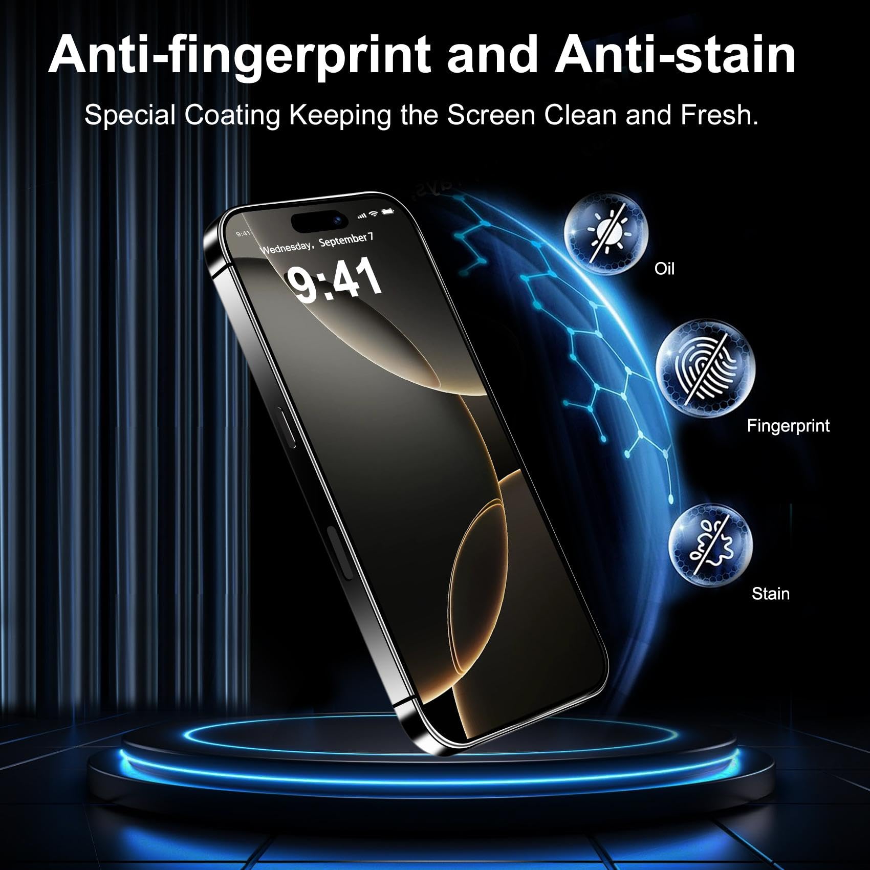 Qsmqam For Iphone 16 Pro Max Screen Protector + Camera Lens Protector, [Military Grade Shatterproof], Ultra Top 9H+ Tempered Gla