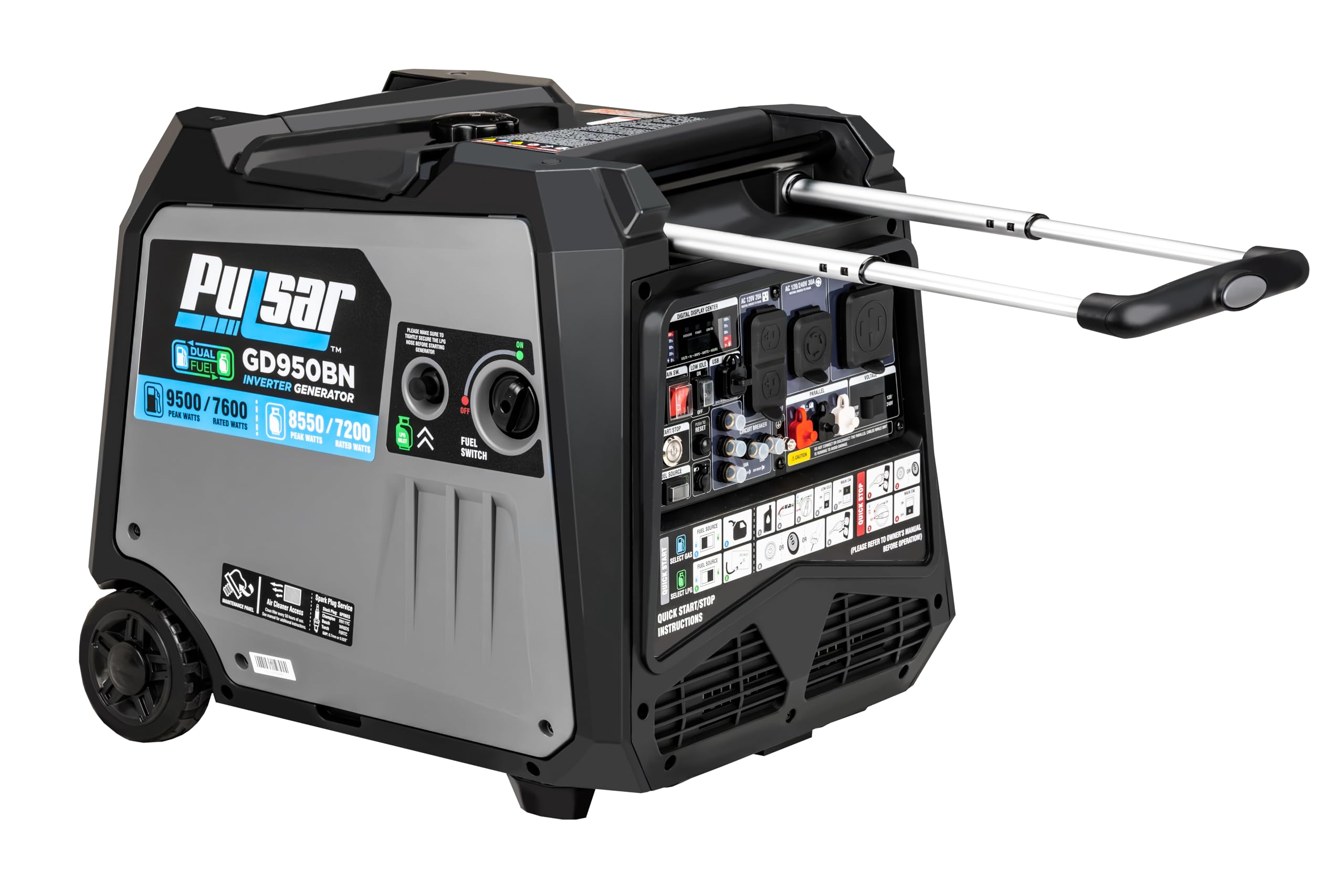 Pulsar G12Kbn Sg Heavy Duty Portable Dual Fuel Generator   9500 Rated Watts & 12000 Peak Watts   Gas & Lpg   Electric Start   Tr