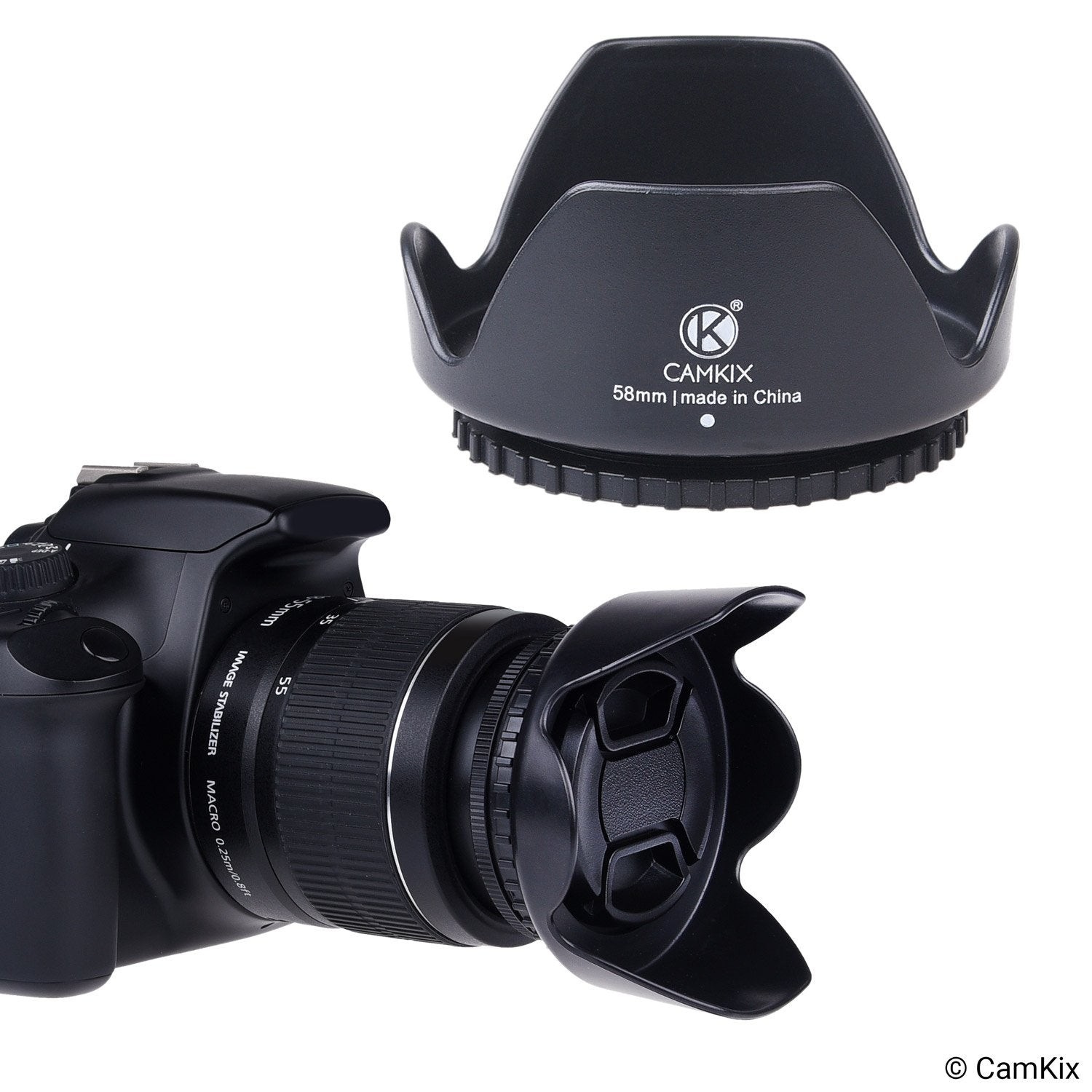 58Mm Set Of 2 Camera Lens Hoods And 1 Lens Cap   Rubber (Collapsible) + Tulip Flower   Sun Shade/Shield   Reduces Lens Flare And