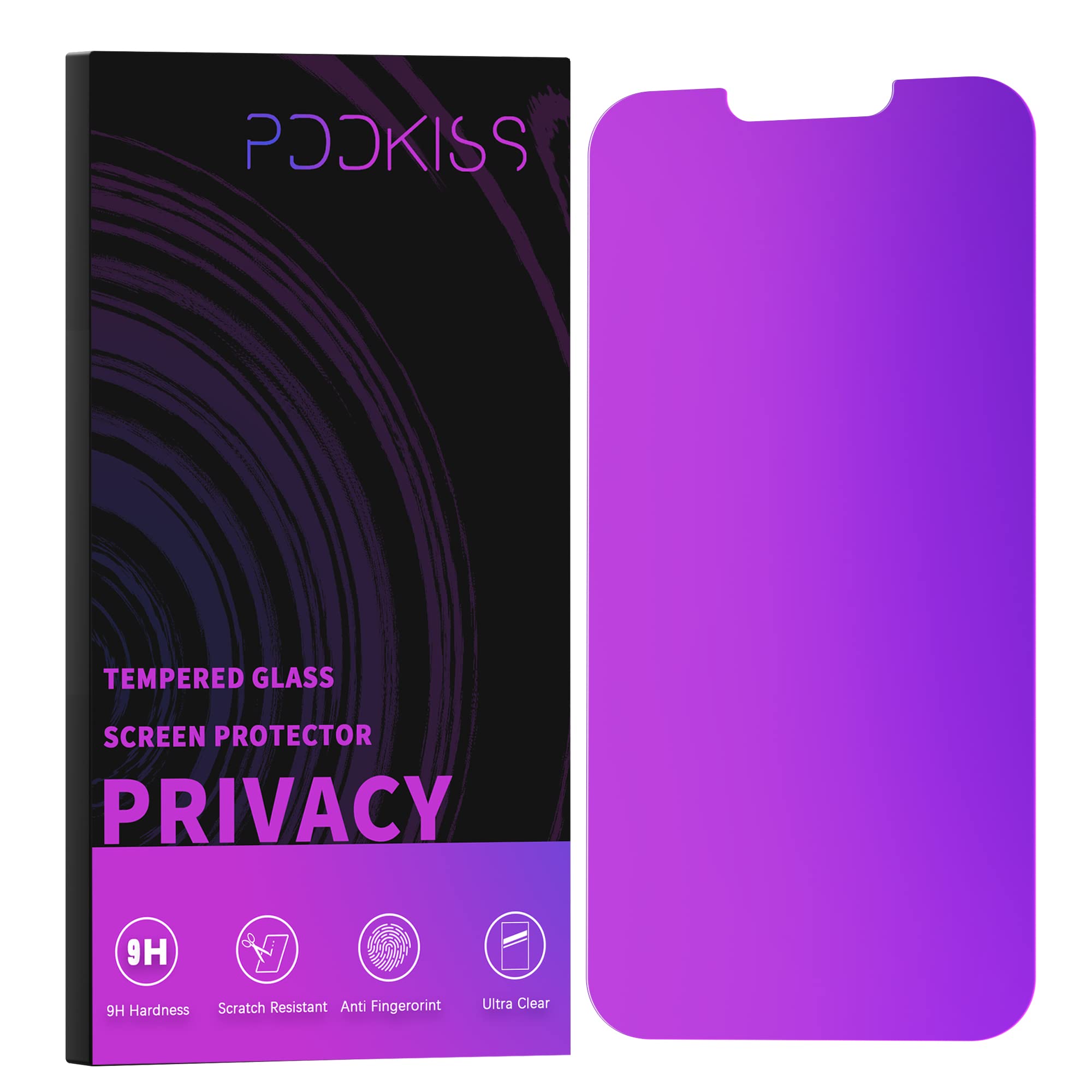 PDDKISS Privacy Screen Protector for iPhone 13/14/13 Pro, 6.1 HD Tempered Glass, Purple Anti-Spy, Easy Installation