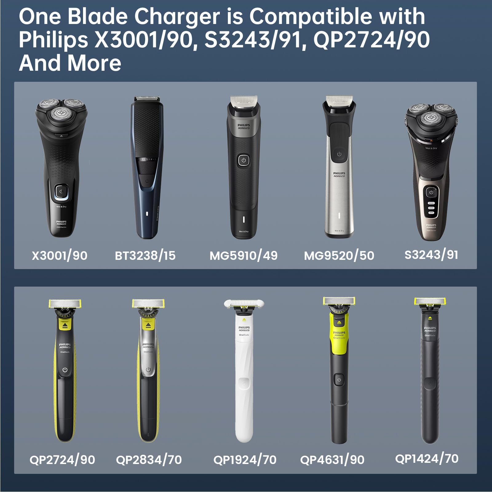 5V Charger For Philips Norelco Shaver 3900 2400, Wet & Dry Shaver Series 5000 7000 3000 Compatible With Philips Oneblade Qp2724,