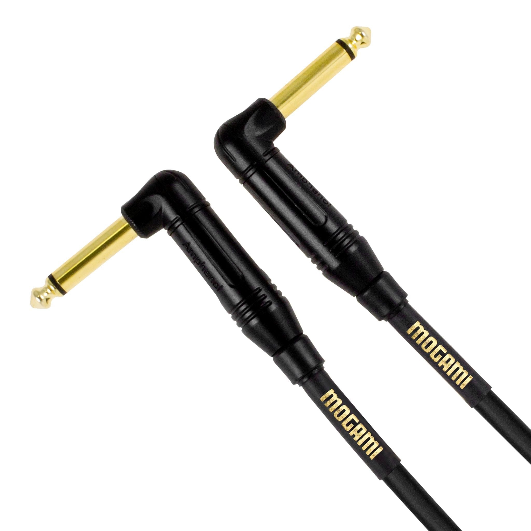 Mogami Gold Instrument 1.5Rr Guitar Pedal Effects Instrument Cable, 1/4'' Ts Male Plugs, Gold Contacts, Right Angle Connectors,