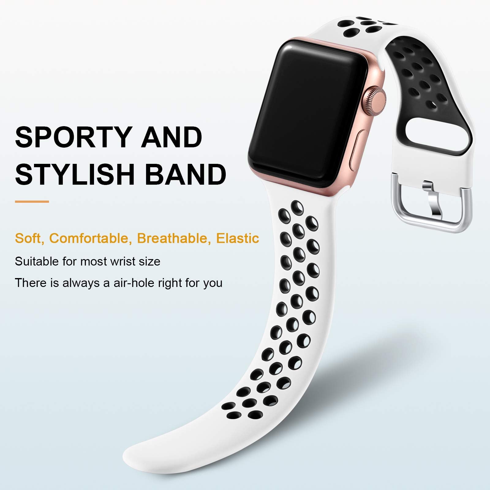 Lerobo 3 Pack Compatible For Apple Watch Band 40Mm 38Mm 41Mm 45Mm 44Mm 42Mm, Soft Silicone Sport Strap Breathable Replacement Ba