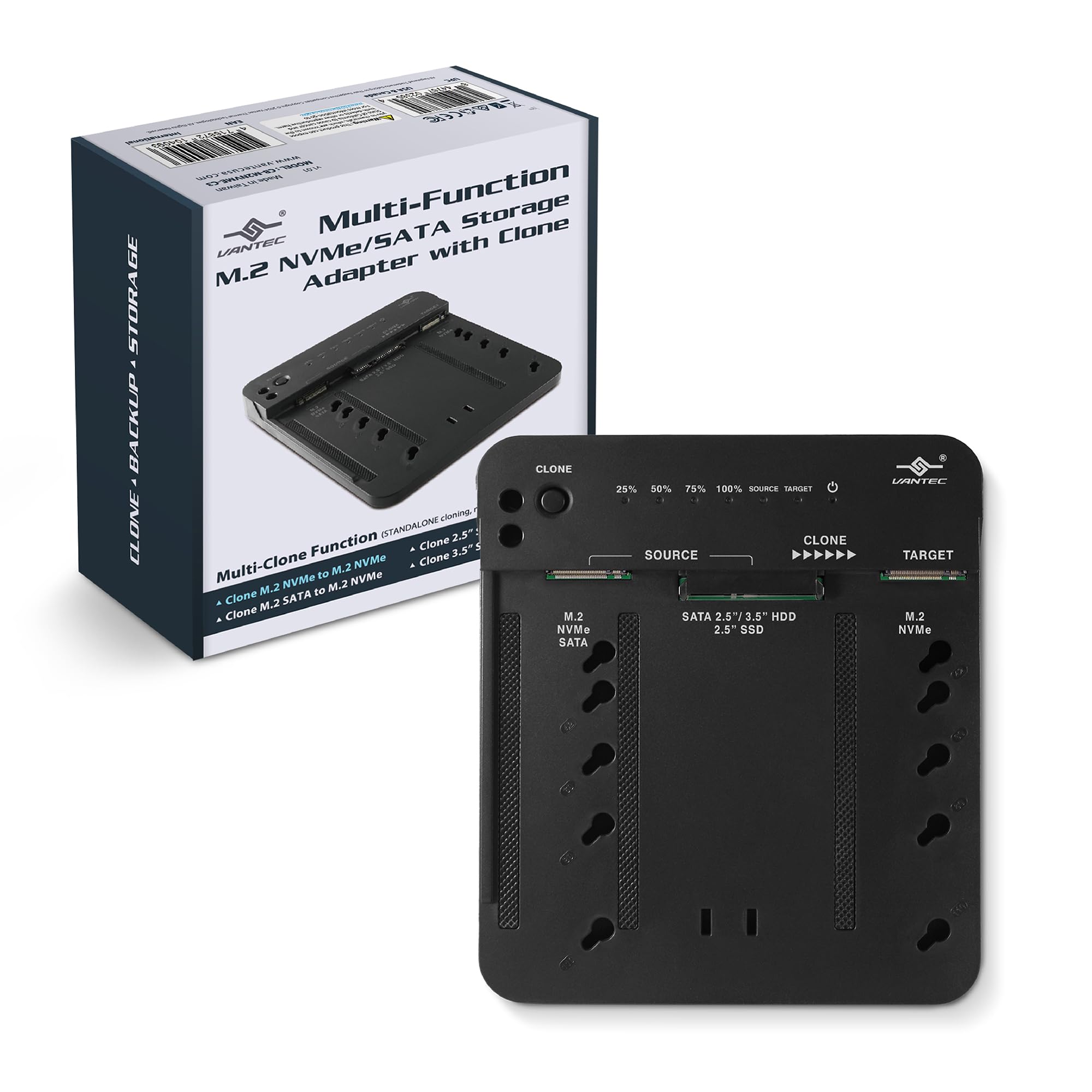 Vantec AC CBM2NVMEC3 MultiFunction M.2 NVMe SATA Storage Adapter with Clone