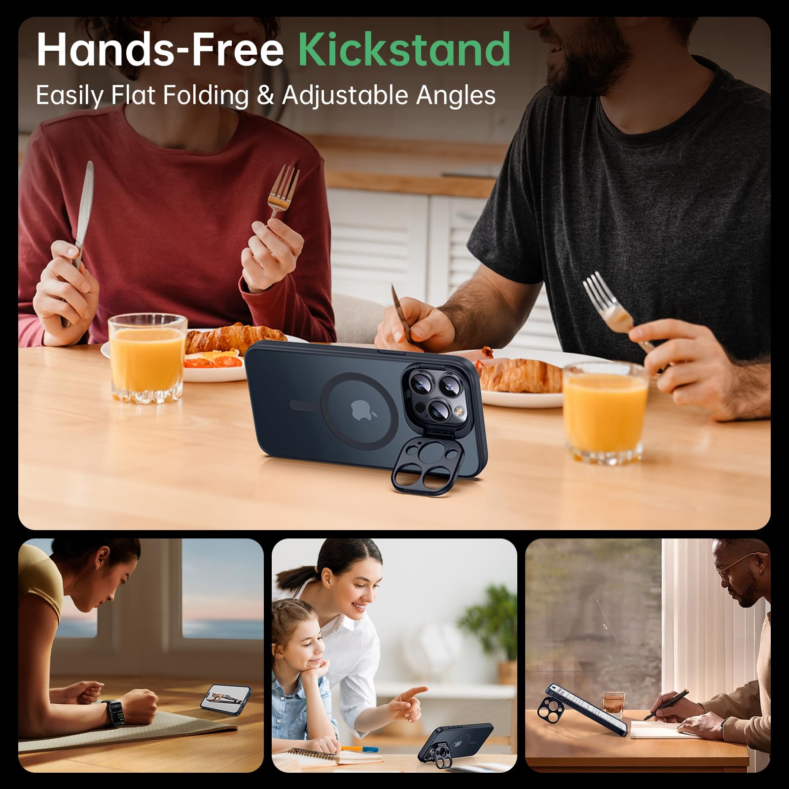 Jueshituo For Iphone 15 Pro Max Case With Sturdy Camera Stand, [Compatible With Magsafe] [Military Grade Protection] Shockproof