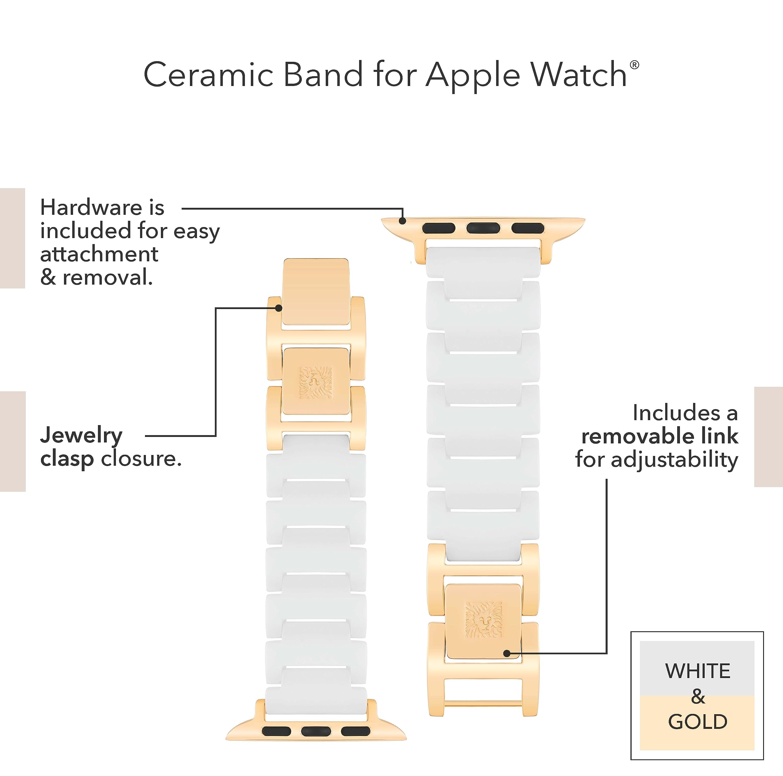 Anne Klein Women'S Ceramic Fashion Band For Apple Watch Secure, Adjustable, Apple Watch Band Replacement, Fits Most Wrists