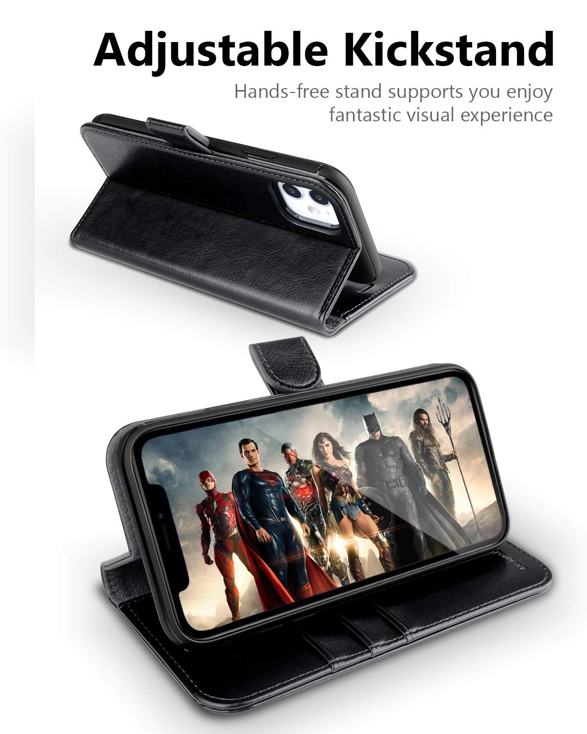 Ocase Iphone 11 Cellular Phone Case, Pu Leather Flip Case With Card Holder, Magnetic Closure, Tpu Shockproof Interior For 6.1 In