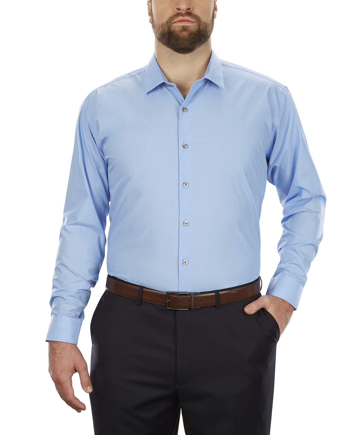 Kenneth Cole Unlisted Mens Dress Shirt Big And Tall Solid , Light Blue, 17 Neck 37 38 Sleeve