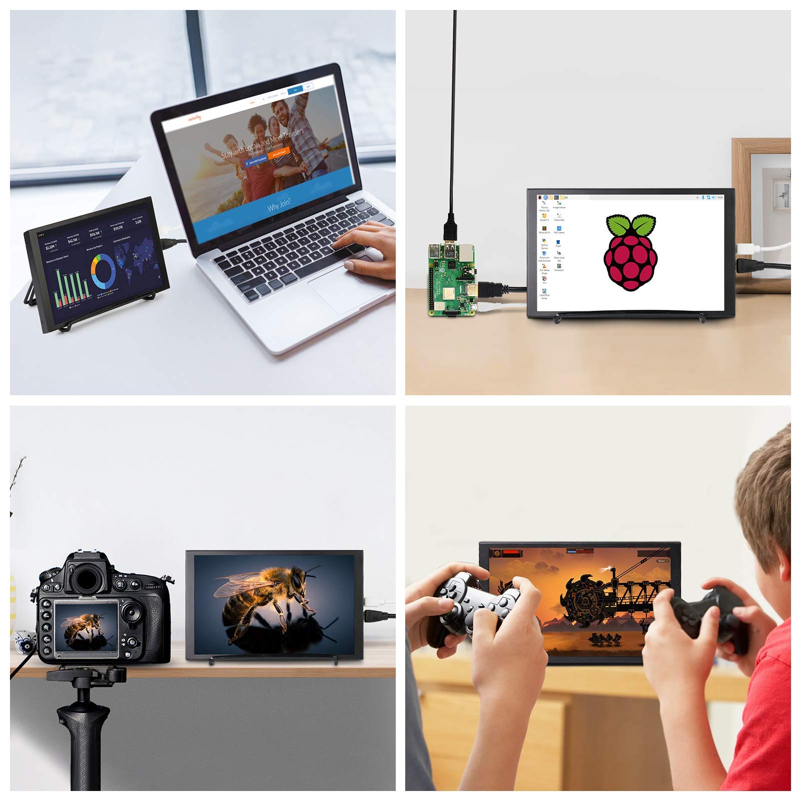 Elecrow 8 Inch Touchscreen Monitor Portable Screen Hdmi Compatible Lcd Display 1280X800 Compatible With Raspberry Pi Pc Jetson N