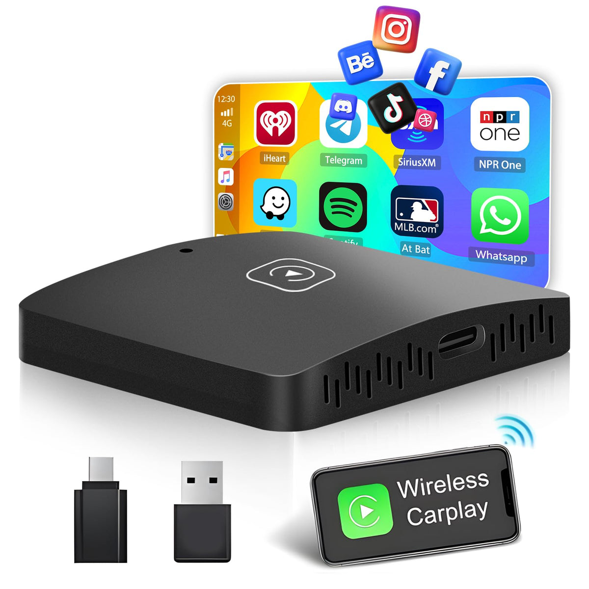 Roinvou Wireless Carplay Adapter, Upgraded Plug & Play Dongle For Iphone With 5.8Ghz Wifi, Easy Installation And Online Updates,