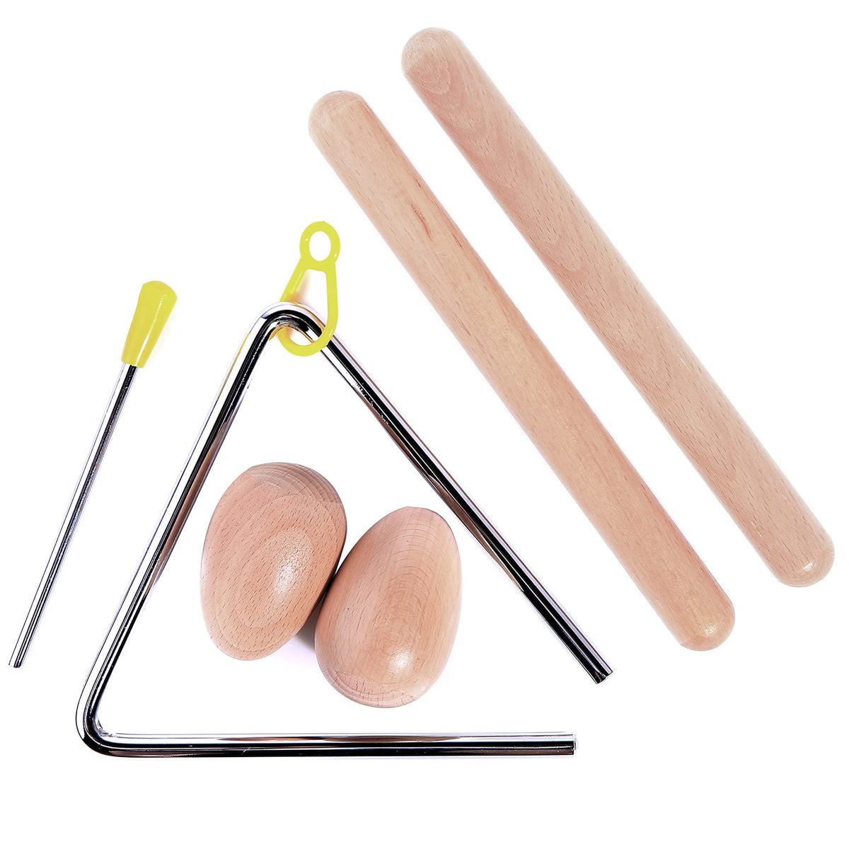 5 Pcs Musical Percussion Instrument Set for Kids, Include 1 Pair Wood Claves Rhythm Sticks, 1 Pair Wood Egg Shakers and 1 Set Mu