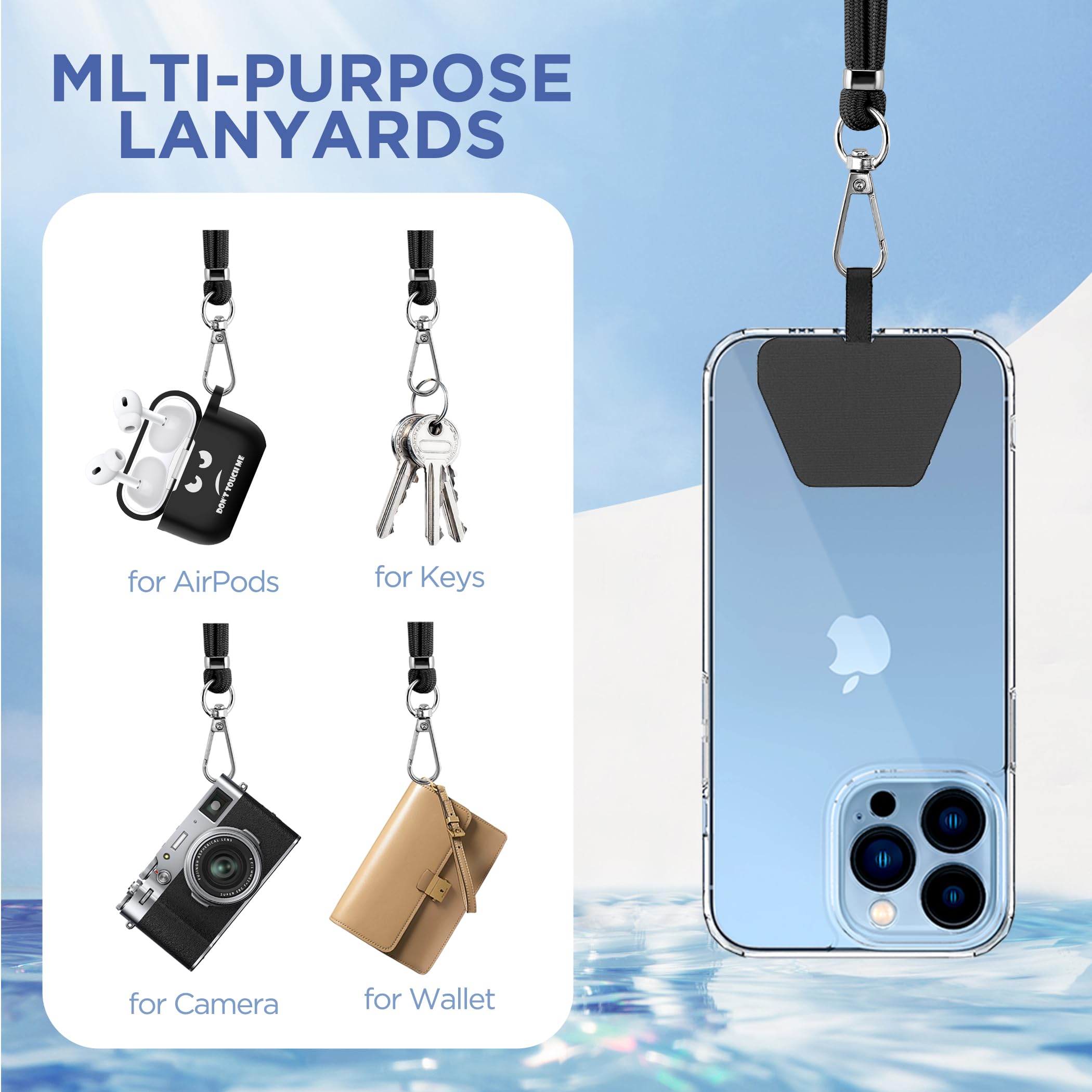 Cacoe Phone Lanyard 2 Pack 2   Adjustable Neck Strap,2   Phone Patches,Universal Crossbody Cell Phone Lanyards,Multifuctional Ph