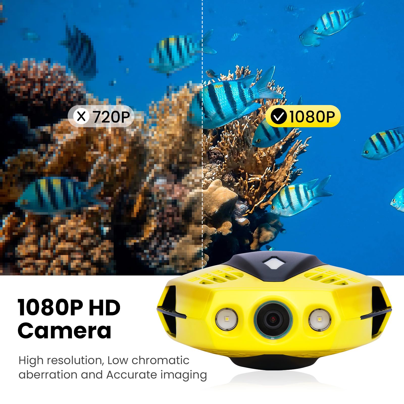 Chasing Dory Underwater Camera, 1080P Full Hd Underwater Photography, Real Time Observation, App And Bluetooth Remote Control, O