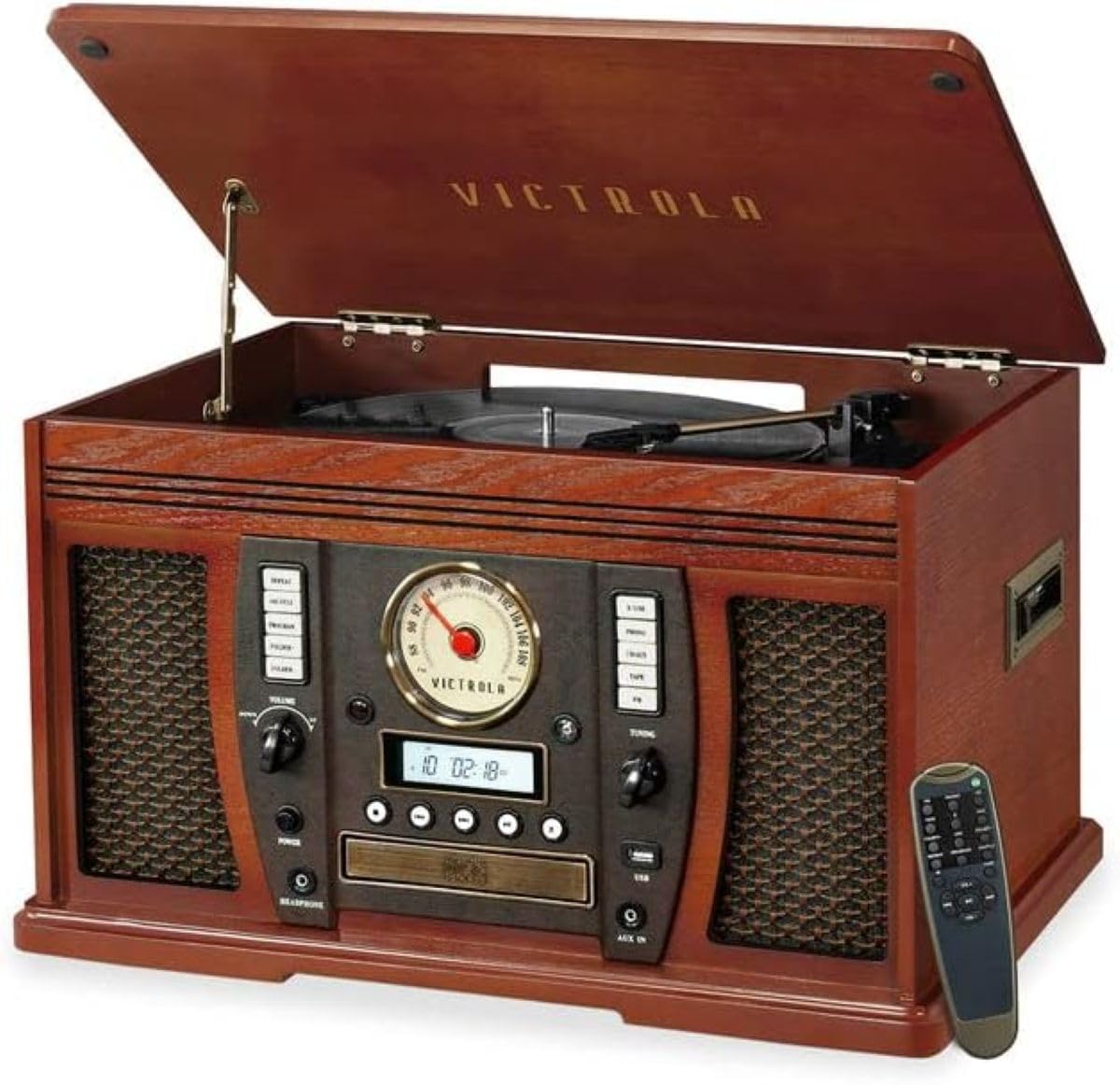 Victrola Aviator 8 In 1 Bluetooth Record Player & Multimedia Center With Built In Stereo Speakers   3 Speed Turntable, Vinyl To