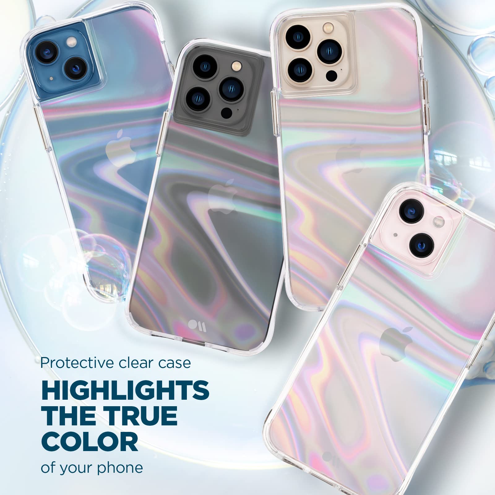 Case-Mate iPhone 13 Case - Iridescent Swirl, Impact Polymer, 10ft Drop Protection, Wireless Charging Compatible, Slim Design, CM046724