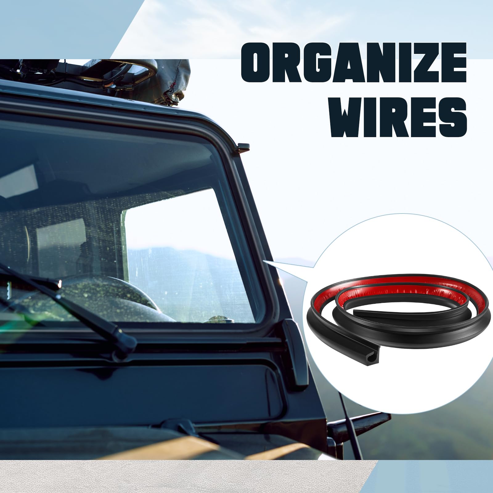 Saysurey 2 Pcs Car Wire Hider Total 6.56 Ft Car Concealed Wire Cover For Roof Light Bar With Adhesive Backing For Hide Wires For