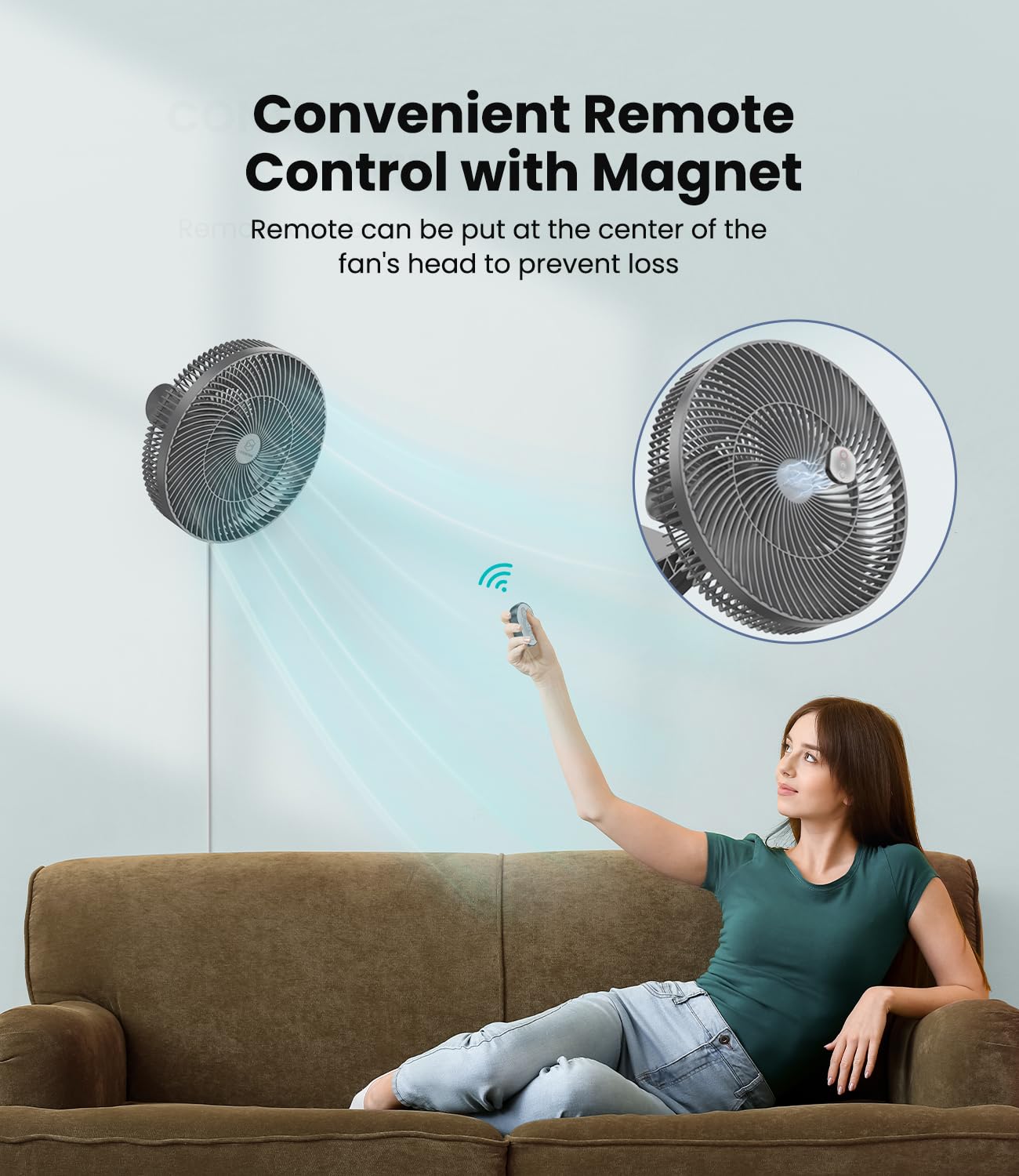 Lemoistar 12 Wall Mounted Fan With Remote Control, 90 Oscillating, 4 Speeds Timer And Adjustable Tilt, 8.2Ft Cord, Quiet, Ideal
