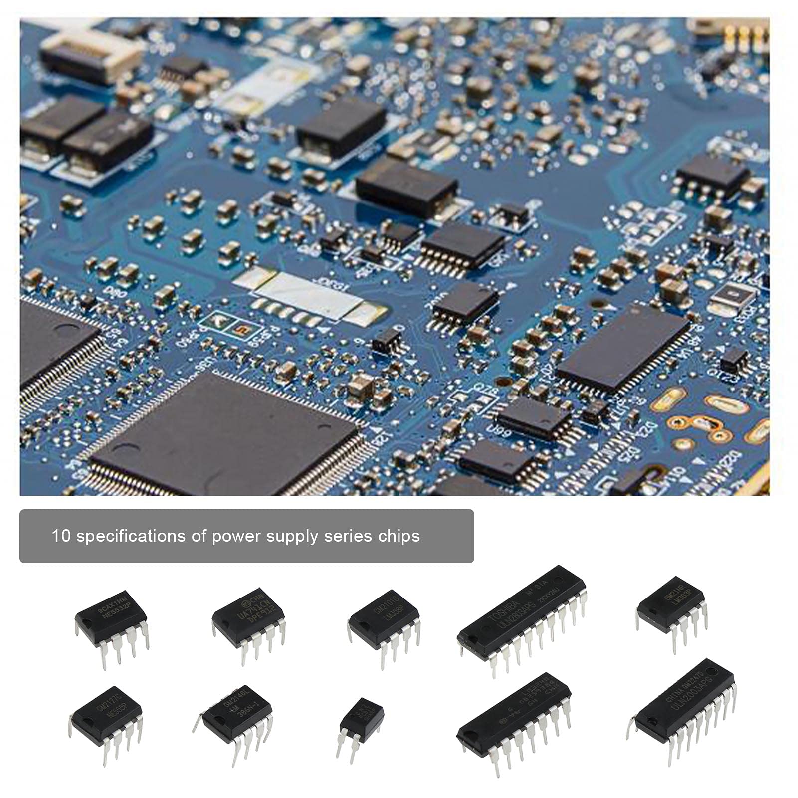 Micro Traders 50Pcs 10 Types Integrated Circuit Chip Assortment Kit Low Input Low Voltagelm324 Lm358 Lm386 Lm393 Ua741 Ne5532 Ne