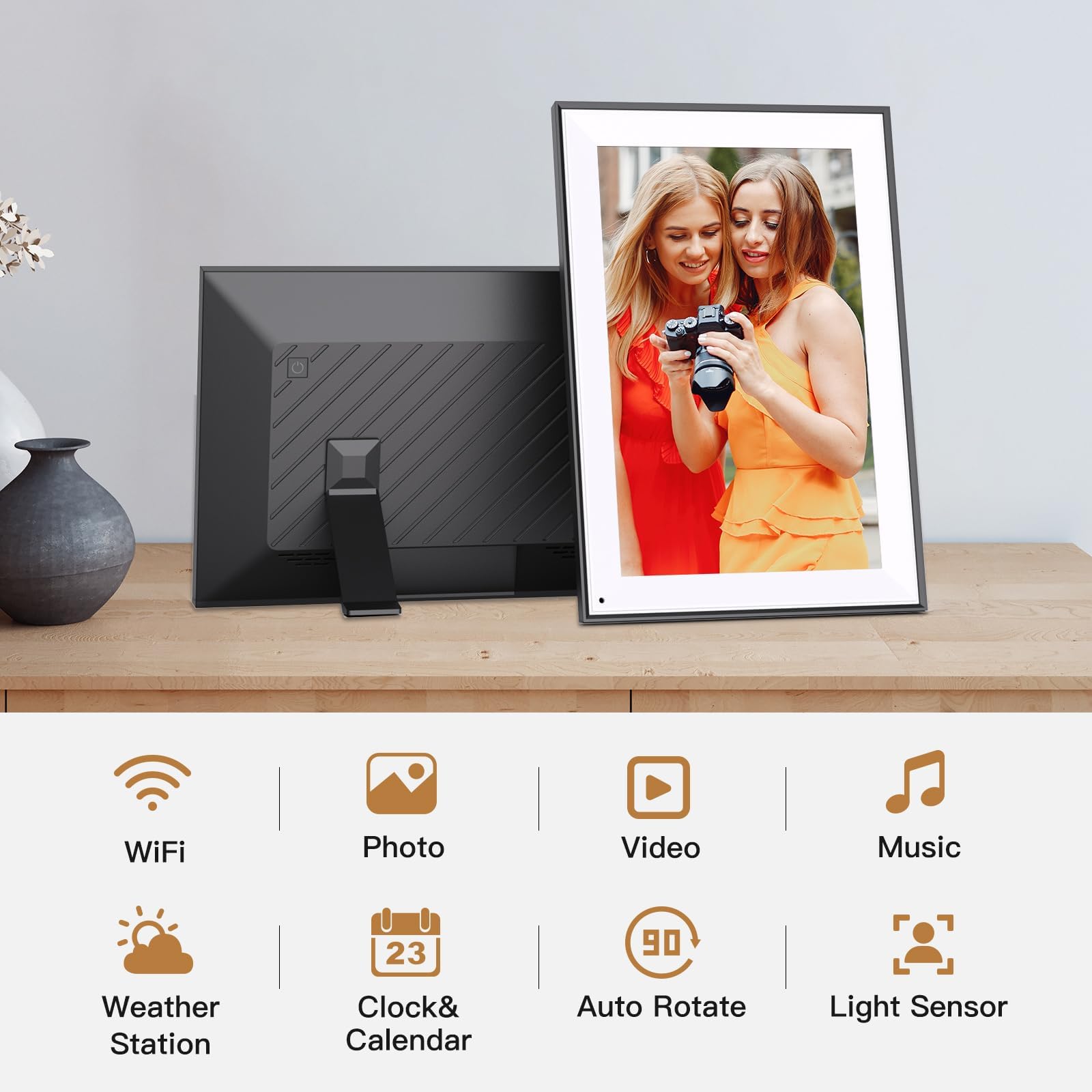 10.1'' Digital Picture Frame Smart Digital Photo Frame   Ips Touch Screen, Auto Rotate, Slideshow, Load Photo Video From Phone T