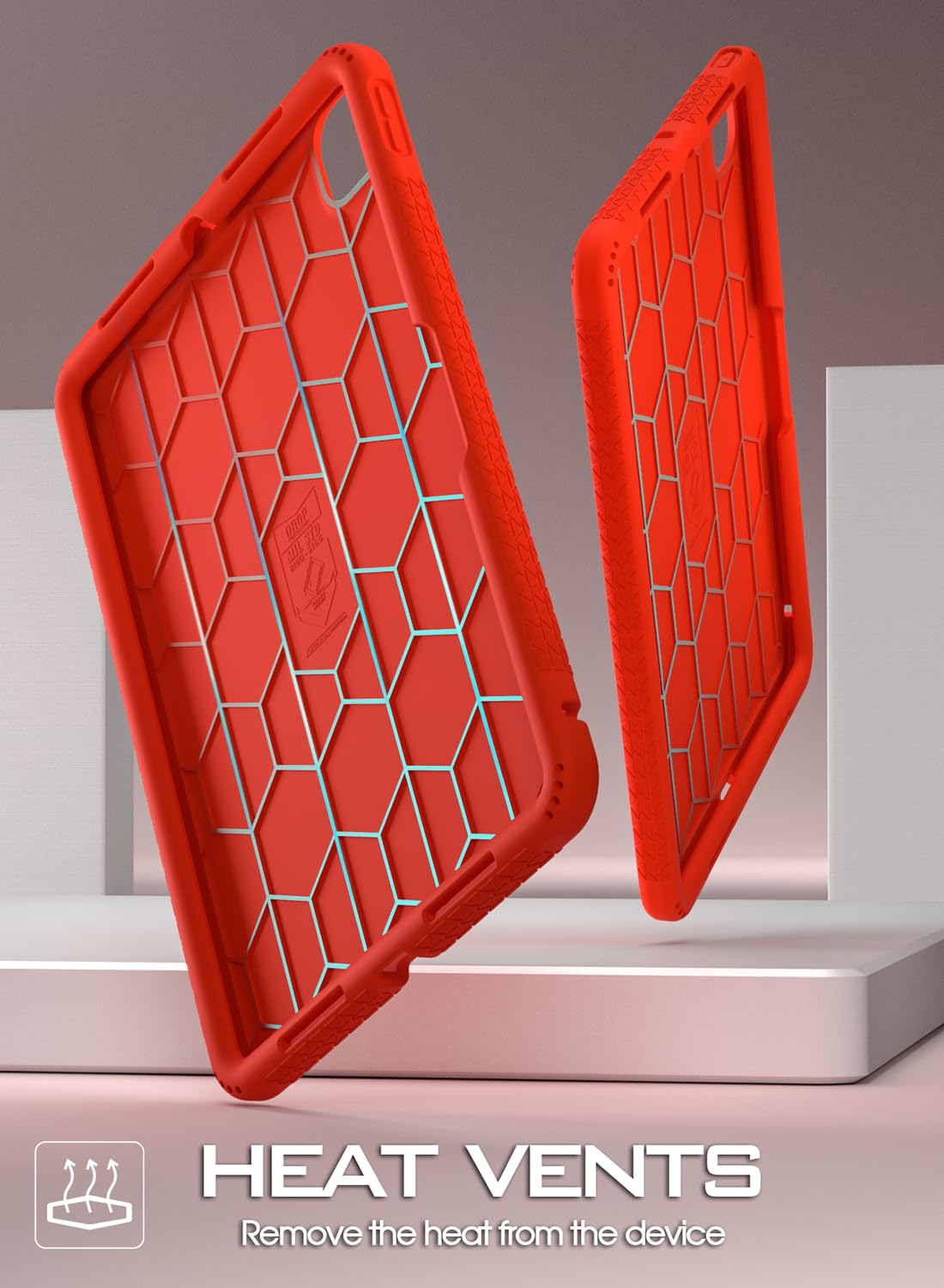 Poetic Turtleskin Case For Ipad Pro 11 Inch 2024 M4 5Th Gen, Heavy Duty Shockproof Rugged Kids Friendly Drop Protection Silicone Cover Case, Red