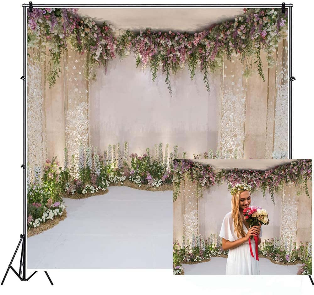 Aofoto 10X10Ft Wedding Backdrop Romance Archway Bridal Shower Flowers Wall Curtain Cradle Ceremony Banner Background For Photogr