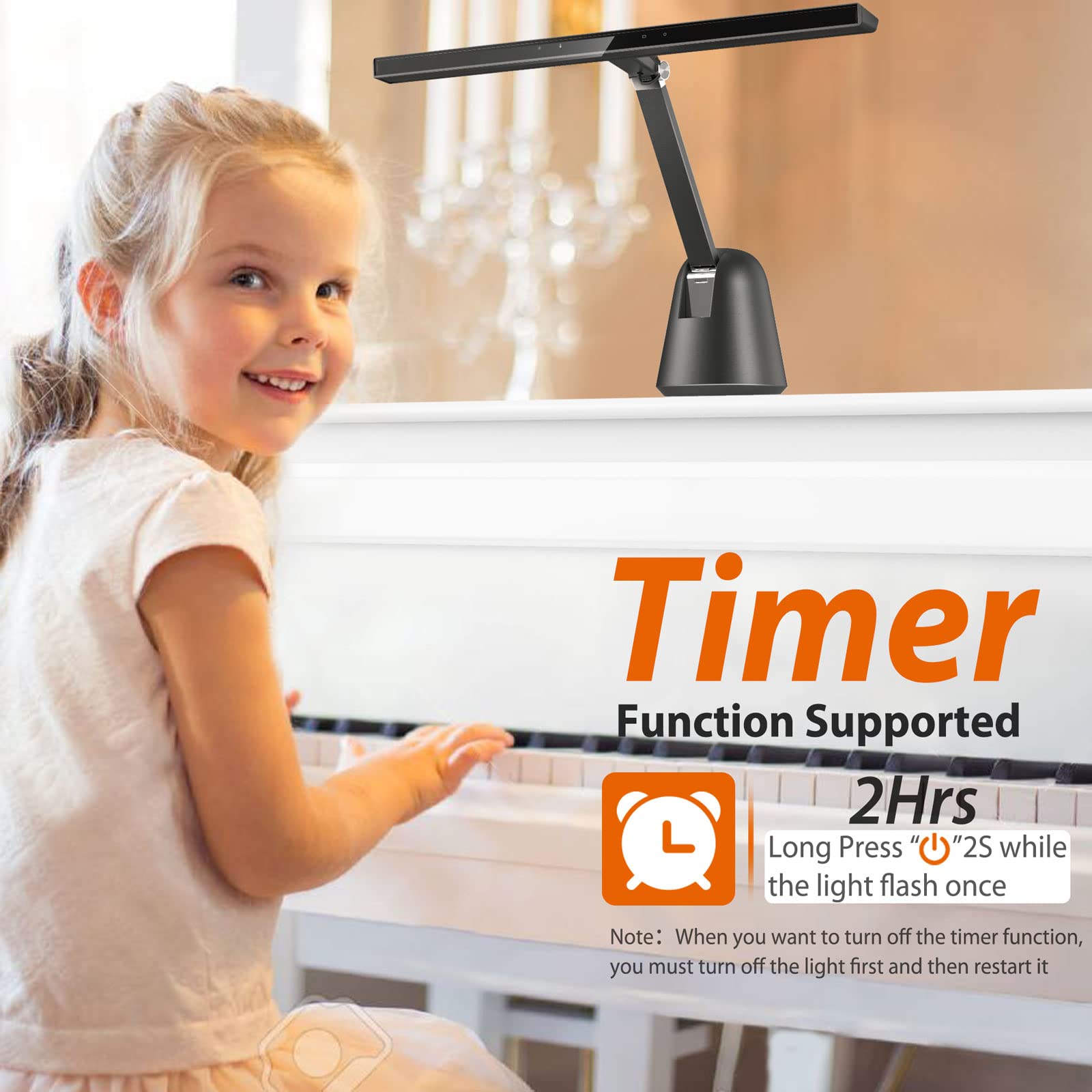 Quntis 55 Ultra Wide Illumination Piano Light, 12W Led Professional Eye Caring Piano Lamp With Auto-Dimming, Dimmable Modern R