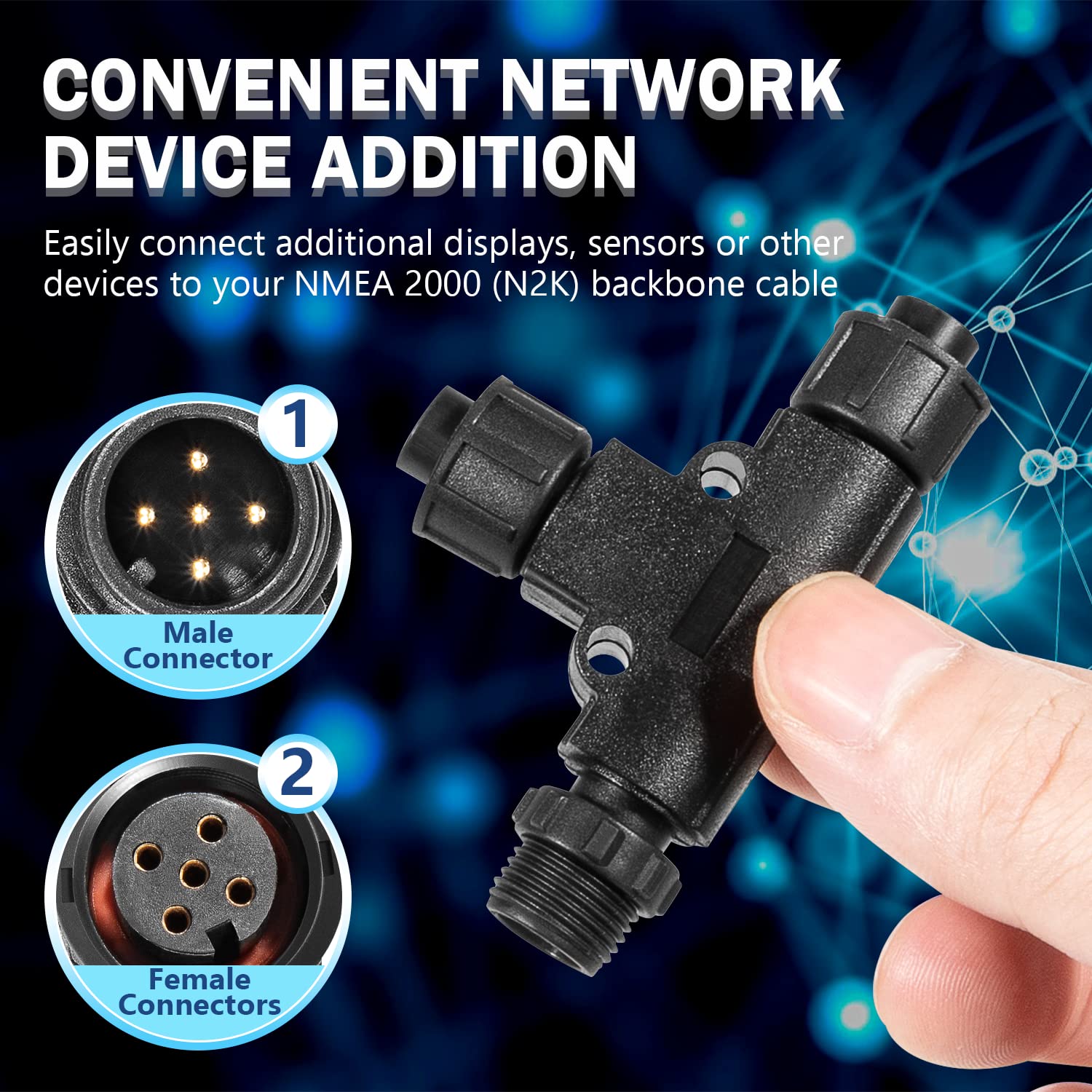 Nmea 2000 (N2K) (Tee) T Connector For Garmin Lowrance Simrad B&G Navico Networks Waterproof Plugandplay Boat Accessories