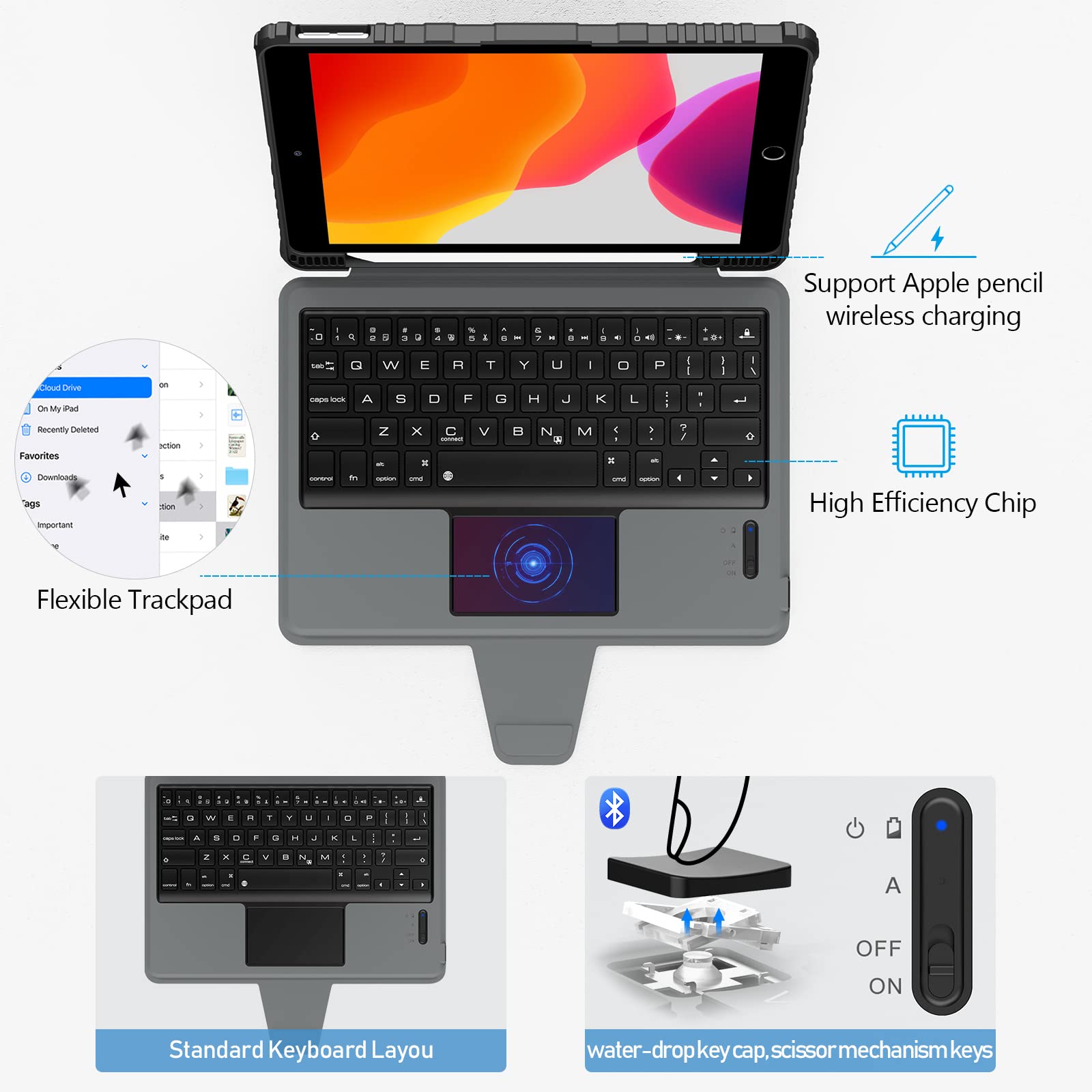 Nillkin Ipad 9Th Generation Case With Detachable Keyboard 10.2'', 2021, With Kickstand Pencil Holder, For Ipad 8Th Generation 20
