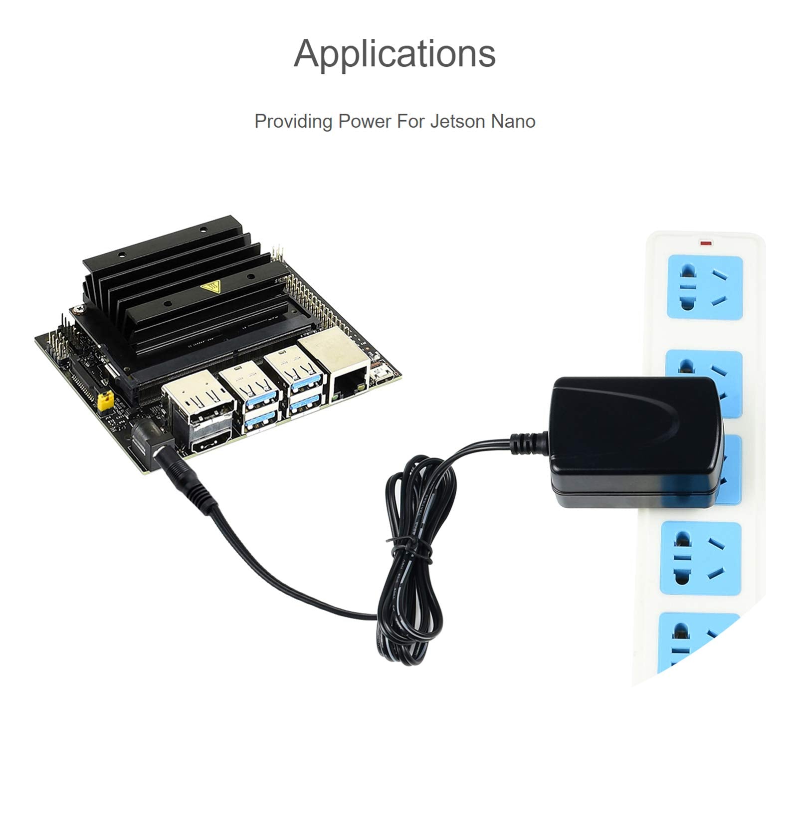 Power Supply For Jetson Nano,100 240V 0.8A Ac To Dc 5V 4A Power Adapter Converter For Jetson Nano, Dc Jack Output Od 5.5Mm Id 2.