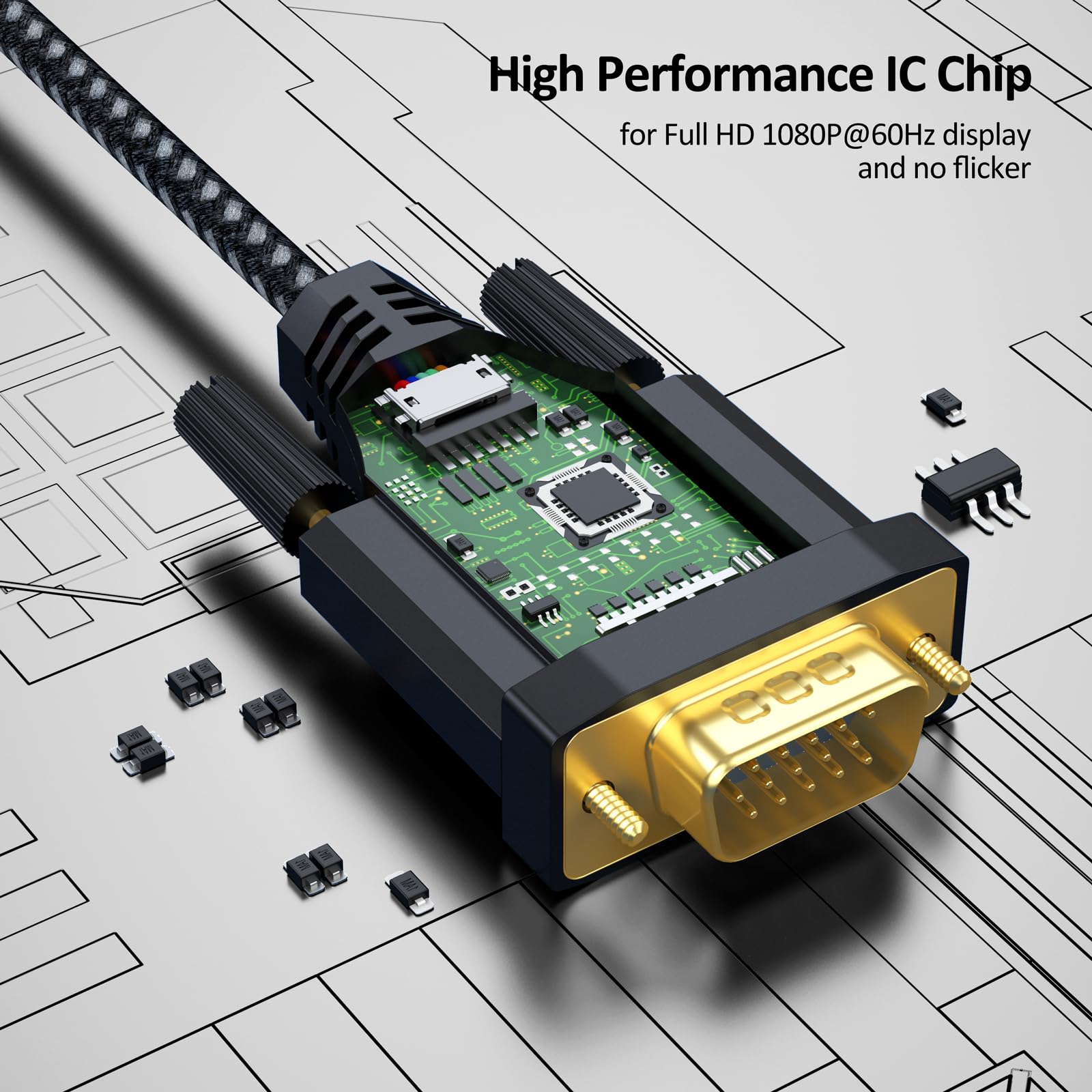 Dteedck Displayport To Vga Cable 3Ft 5 Pack, Dp Display Port To Vga Adapter Cable Converter Male To Male Braided Cord For Monito