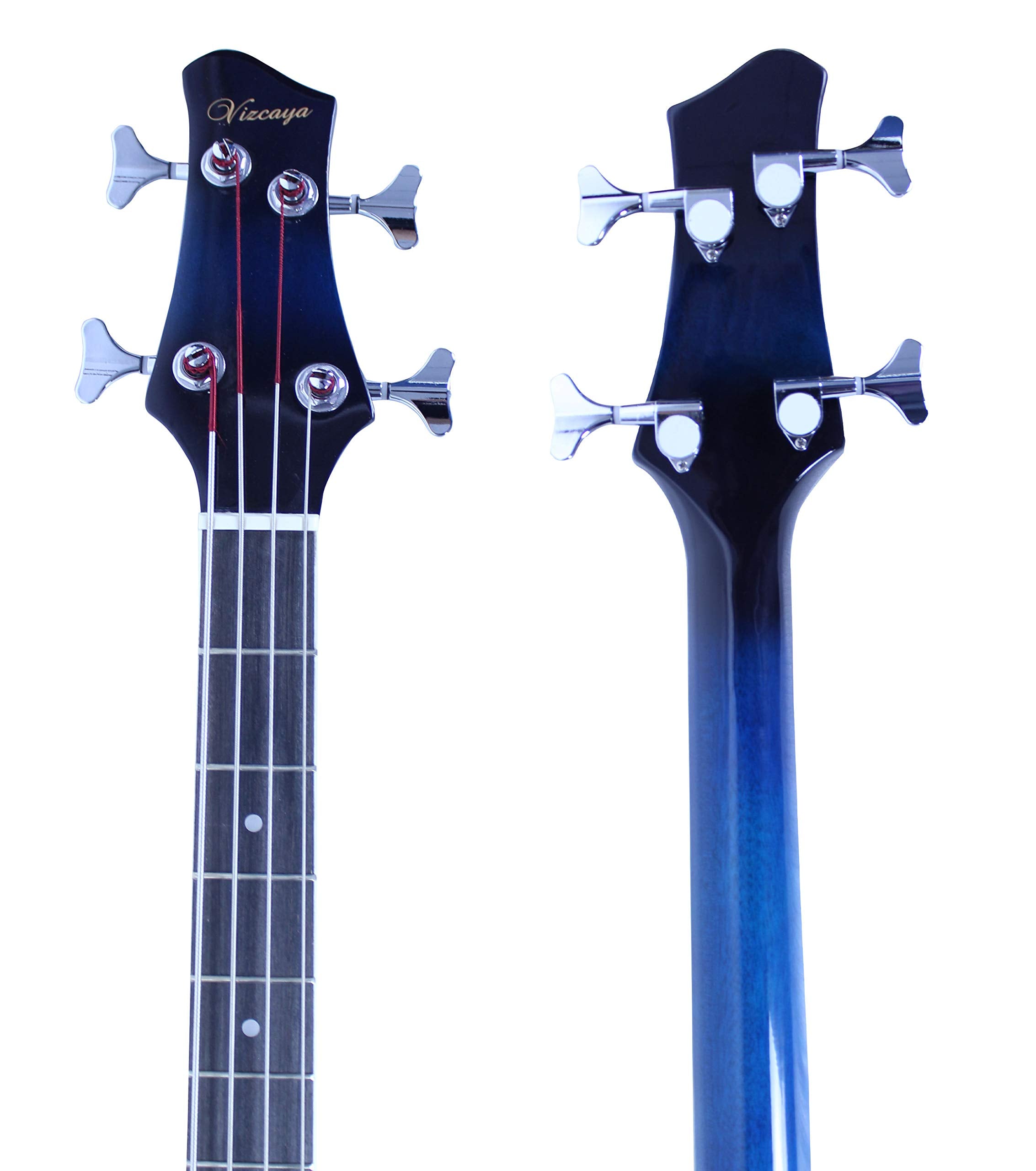 Vizcaya Full Size 4 Strings Cutaway Acoustic Electric Bass Guitar With 4 Band Equalizer,5Mm Padding Gig Bag,Strap, Picks Blue