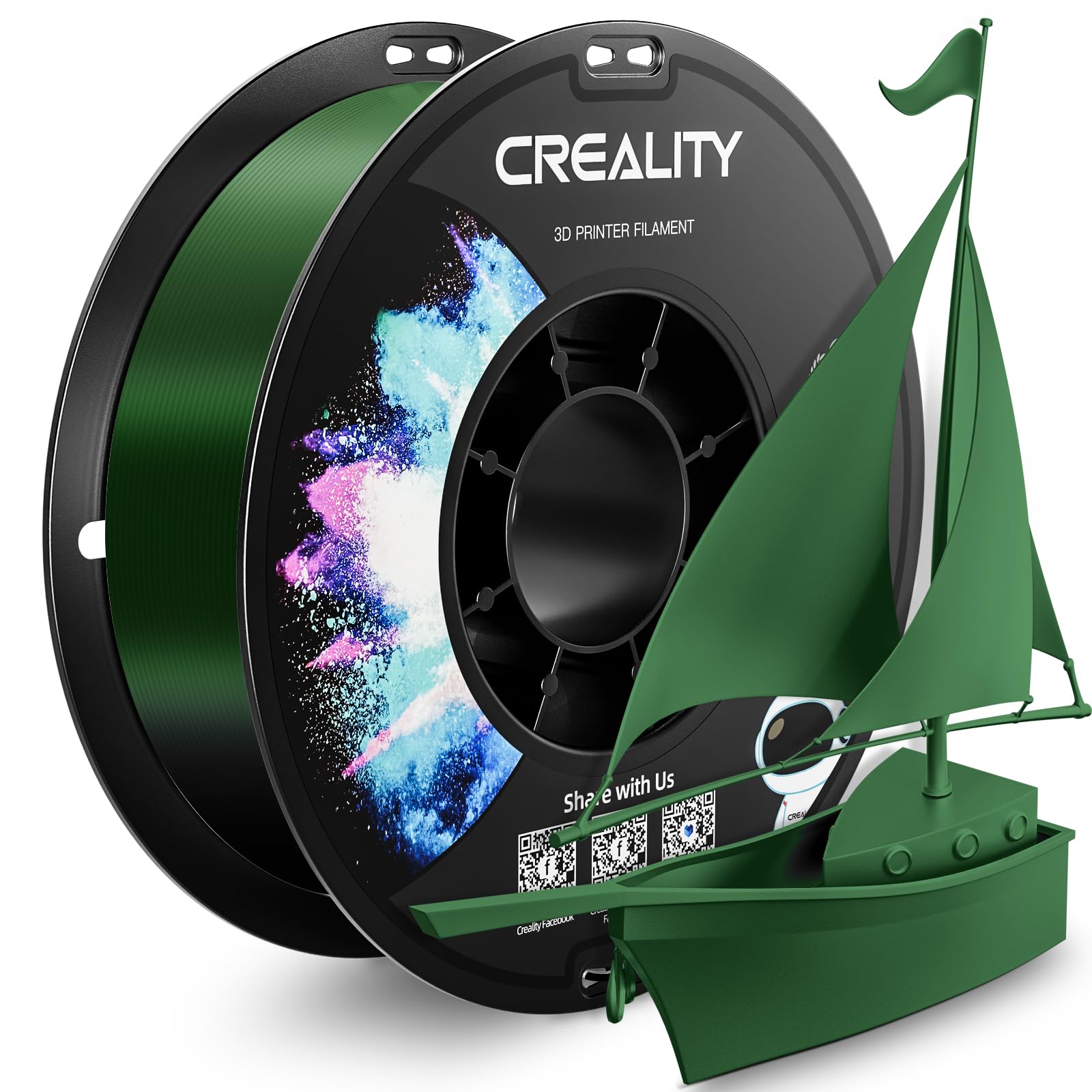 CREALITY PETG Filament 1.75mm 3D Printer Filament, 1kg (2.2lb) Neatly Wound Spool, Dimensional Accuracy 0.03mm, Fit for Ender, B
