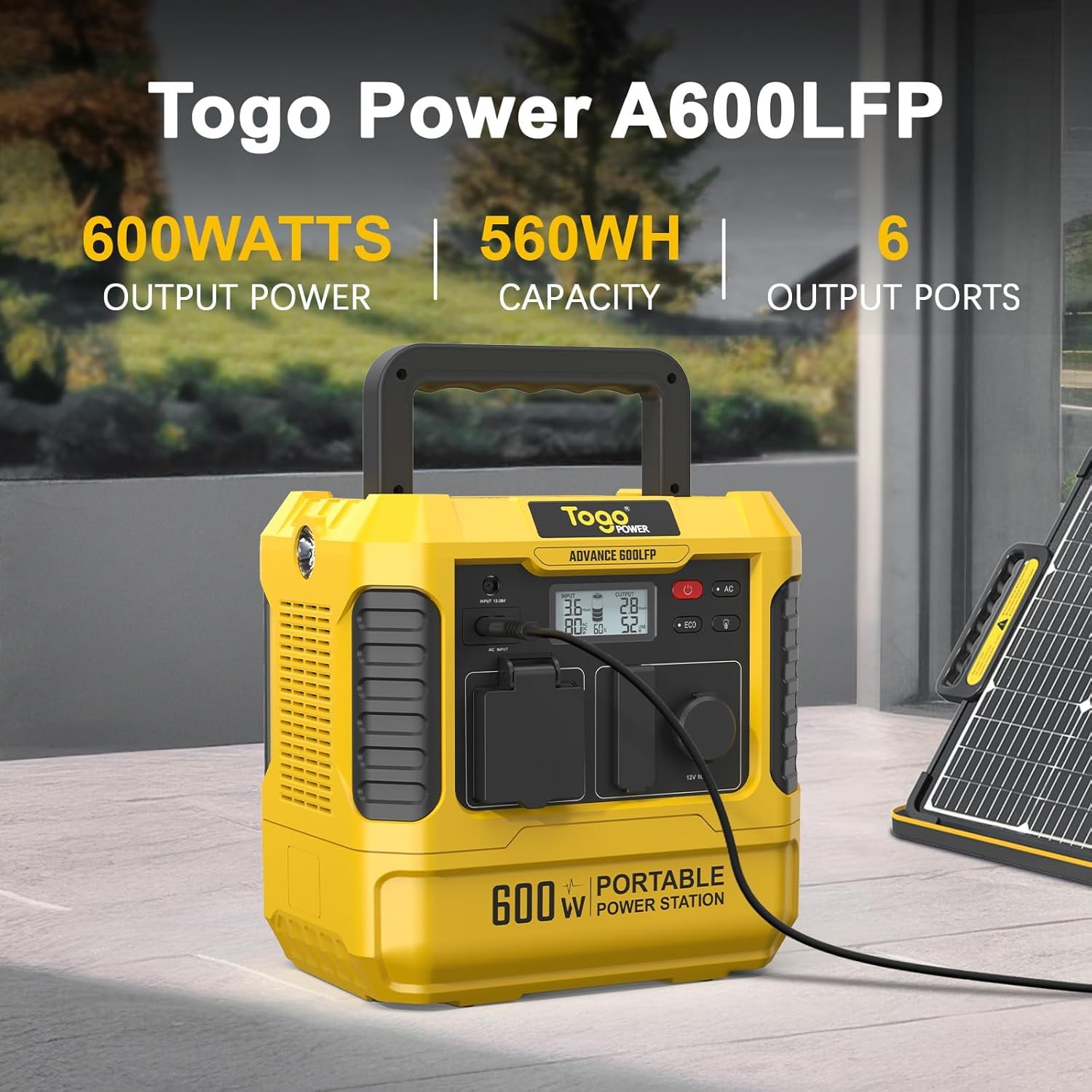 Togo Power Portable Power Station Advance600-560Wh Lifepo4 Battery 600W Ac Outlet (Peak 1200W) - 0-80% In 60 Mins - Power Backup