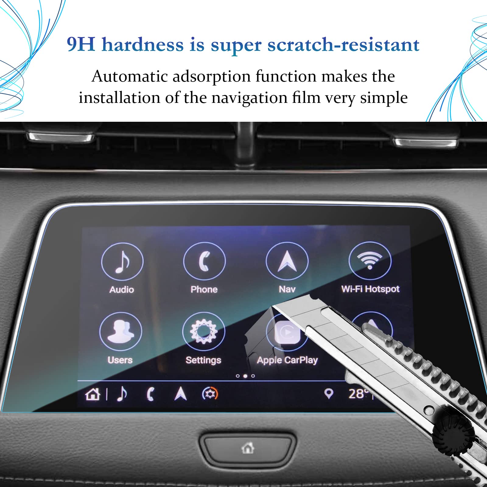 Sktu For 2019 2020 2021 2022 2023 Cadillac Xt4 Screen Protector Navigation Display Tempered Glass 9H Hardness Anti Glare & Scratch Hd Clear Lcd Gps Touch 2023 Cadilla C Xt4 Screen Protector
